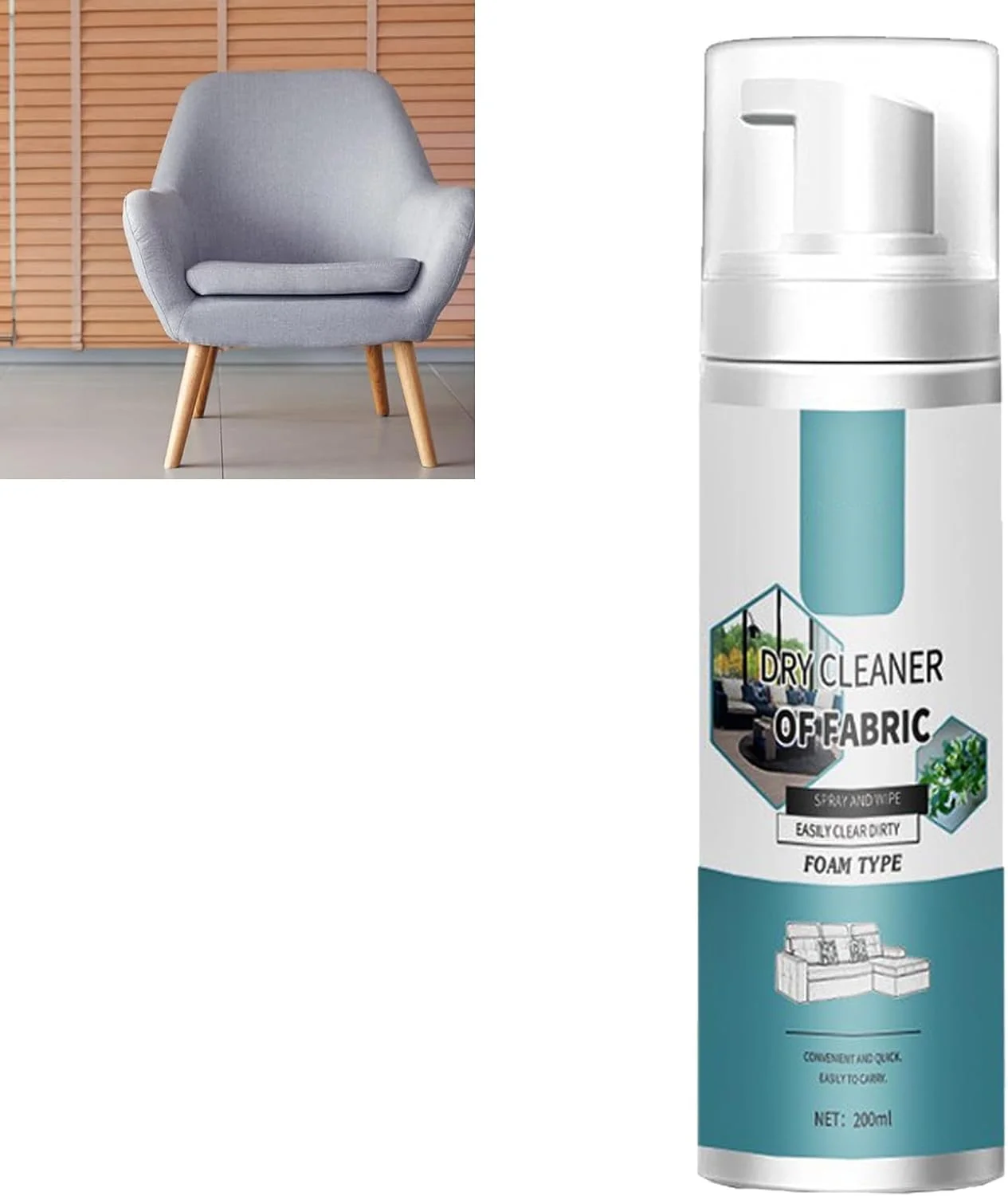 فوم خشک شوی آزونه، فوم تمیز کننده مبل پارچه ای، عامل خشک شویی برای مبل پارچه ای، فوم تمیز کننده مبل پارچه ای، تمیز کننده مبل پارچه ای بدون نیاز به شستشو، فوم خشک شویی مبل (200 میلی لیتر)