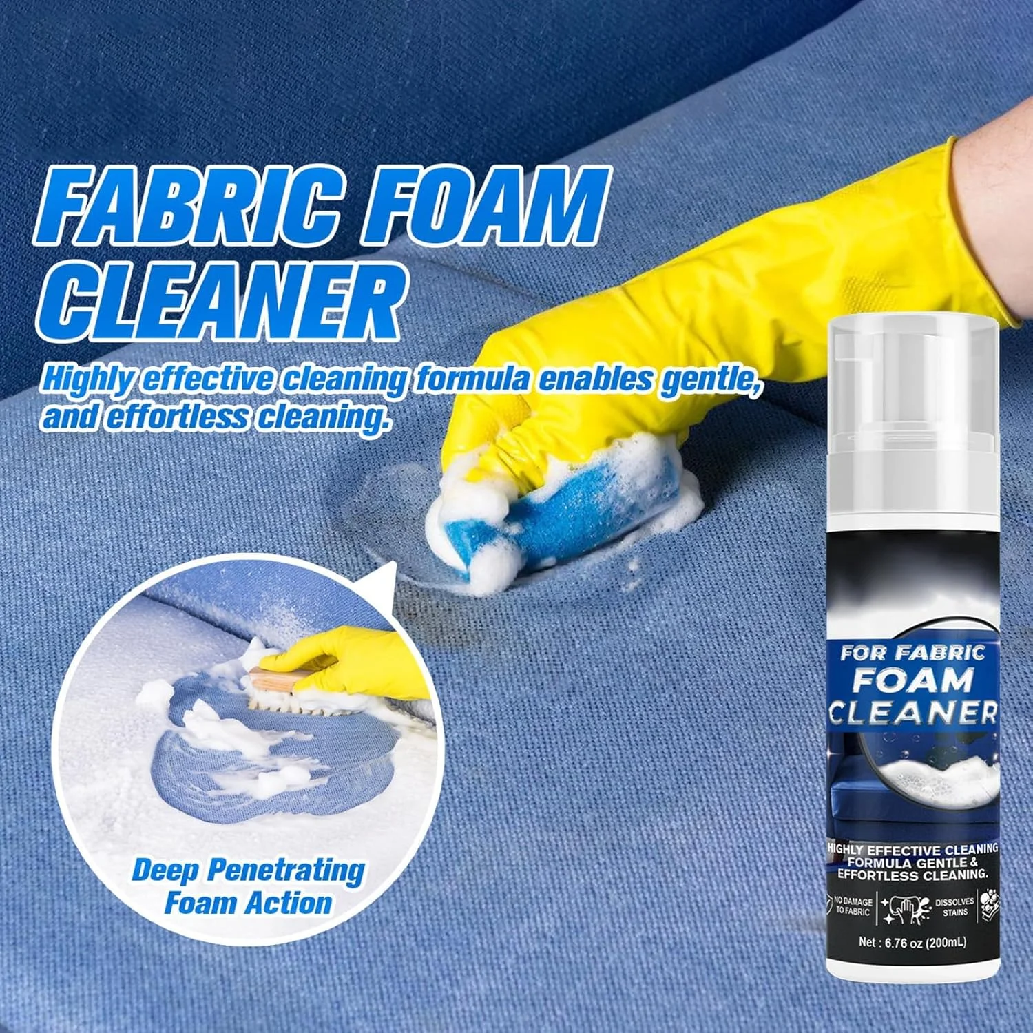اسپری فوم خشک پاک کننده آزونی، پاک کننده مبل و لباس پارچه ای، پاک کننده لکه جوهر و روغن، اسپری تمیز کننده بدون نیاز به شستشو (200 میلی لیتر)