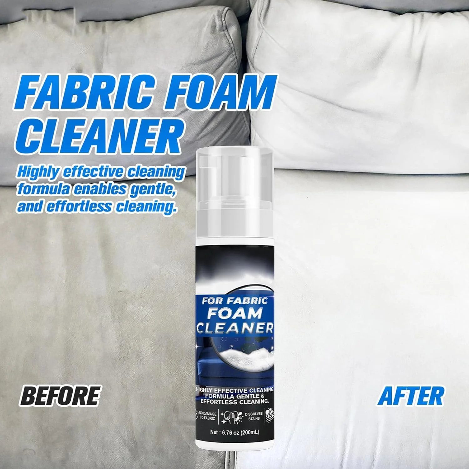 اسپری فوم خشک پاک کننده آزونی، پاک کننده مبل و لباس پارچه ای، پاک کننده لکه جوهر و روغن، اسپری تمیز کننده بدون نیاز به شستشو (200 میلی لیتر)