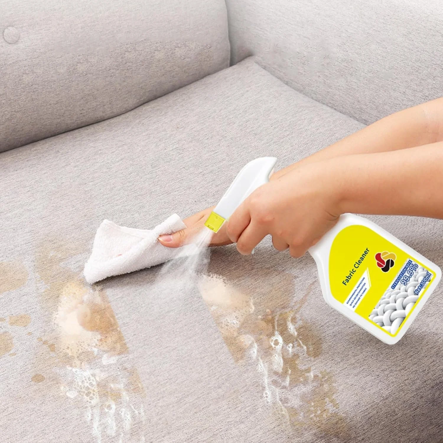 فوم تمیز کننده پارچه مبل آزونی، اسپری لکه بر 200 میلی لیتری برای پارچه، اثاثه یا لوازم داخلی و لباس، فوم خشک تمیز کننده برای صندلی ماشین، تمیز کننده فرش و موکت، لکه بر جوهر و روغن، تمیز کننده پارچه بدون نیاز به شستشو