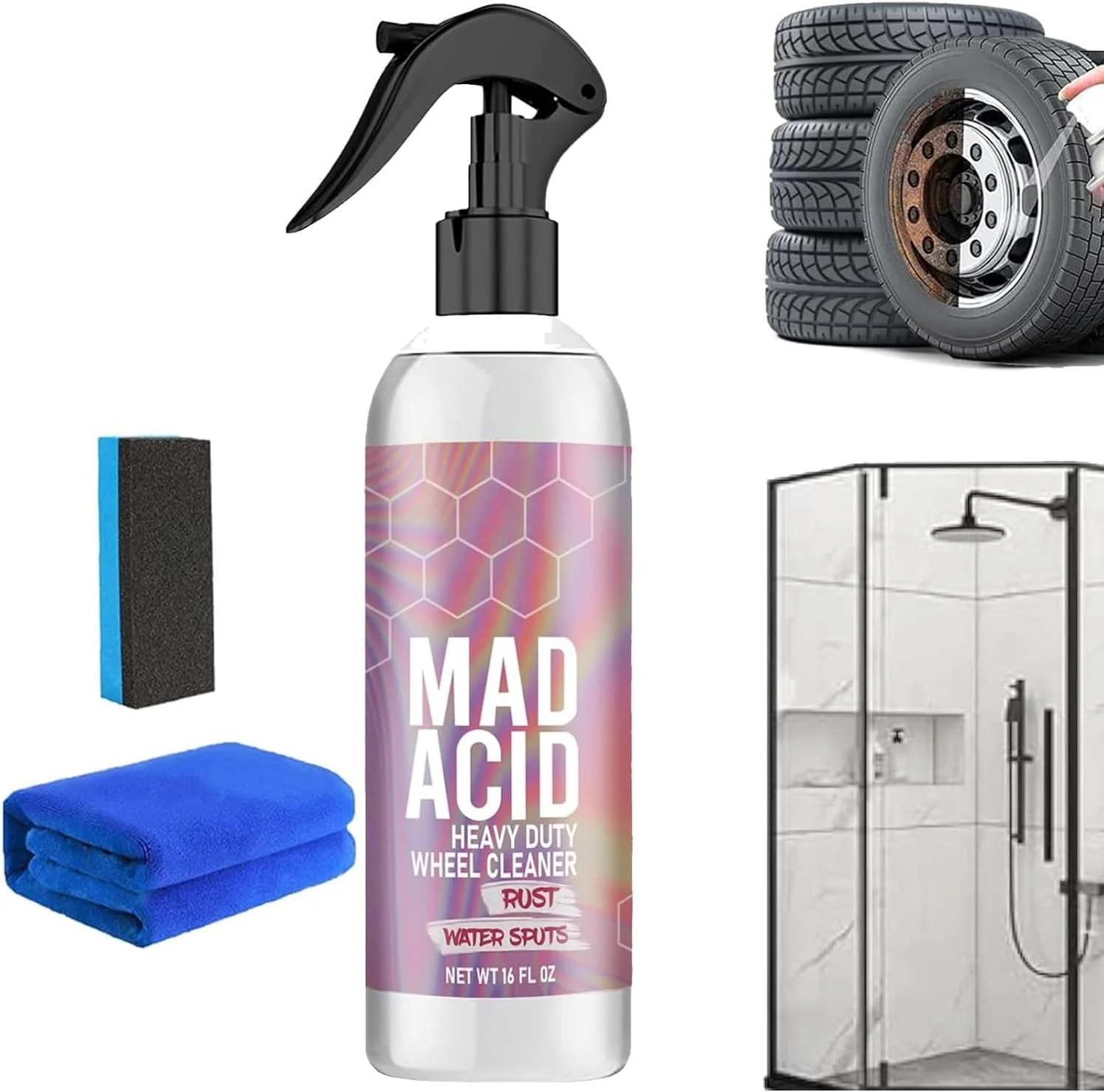 محلول پاک کننده اسیدی شیشه Azonee مدل 2025، پاک کننده چند منظوره، پاک کننده اسیدی دوش، پاک کننده لکه های آب اسیدی چند منظوره برای دوش، حمام، ماشین و مبلمان (120 میلی لیتر)