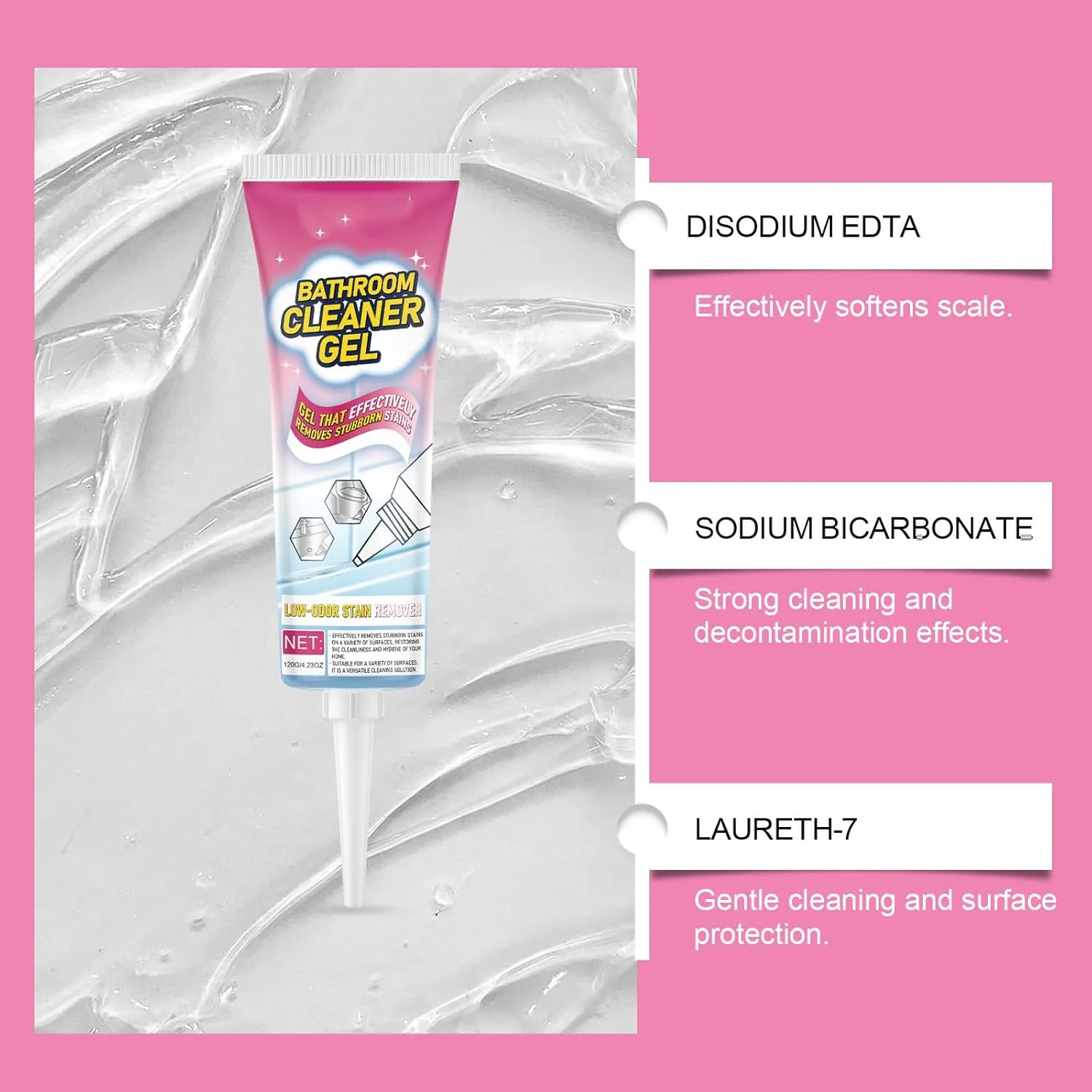 ژل پاک کننده حمام Azonee با حجم 120 میلی لیتر، ژل پاک کننده لکه ها، ژل تمیز کننده عمیق خانگی برای سینک ظرفشویی، کاشی حمام، تمیز کردن لکه های دیوار برای شیشه، لوازم سطوح کاشی