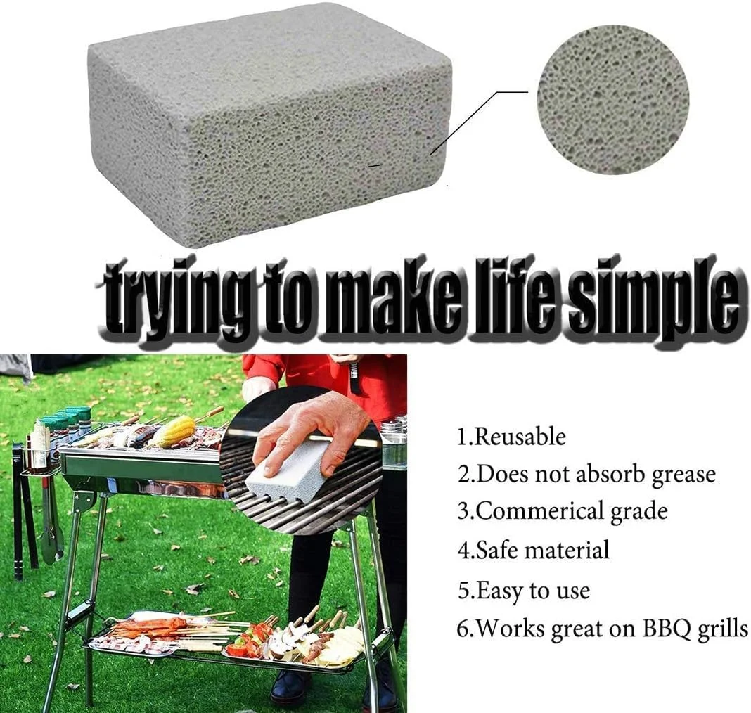 آجر تمیز کننده گریل آزونی، بسته 3 عددی آجر تمیز کننده گریل سازگار با محیط زیست، سنگ تمیز کننده رسوب زدا، سنگ جادویی برای تمیز کردن ایمن و سریع گریل های مسطح، از بین برنده لکه ها و کثیفی های سرسخت