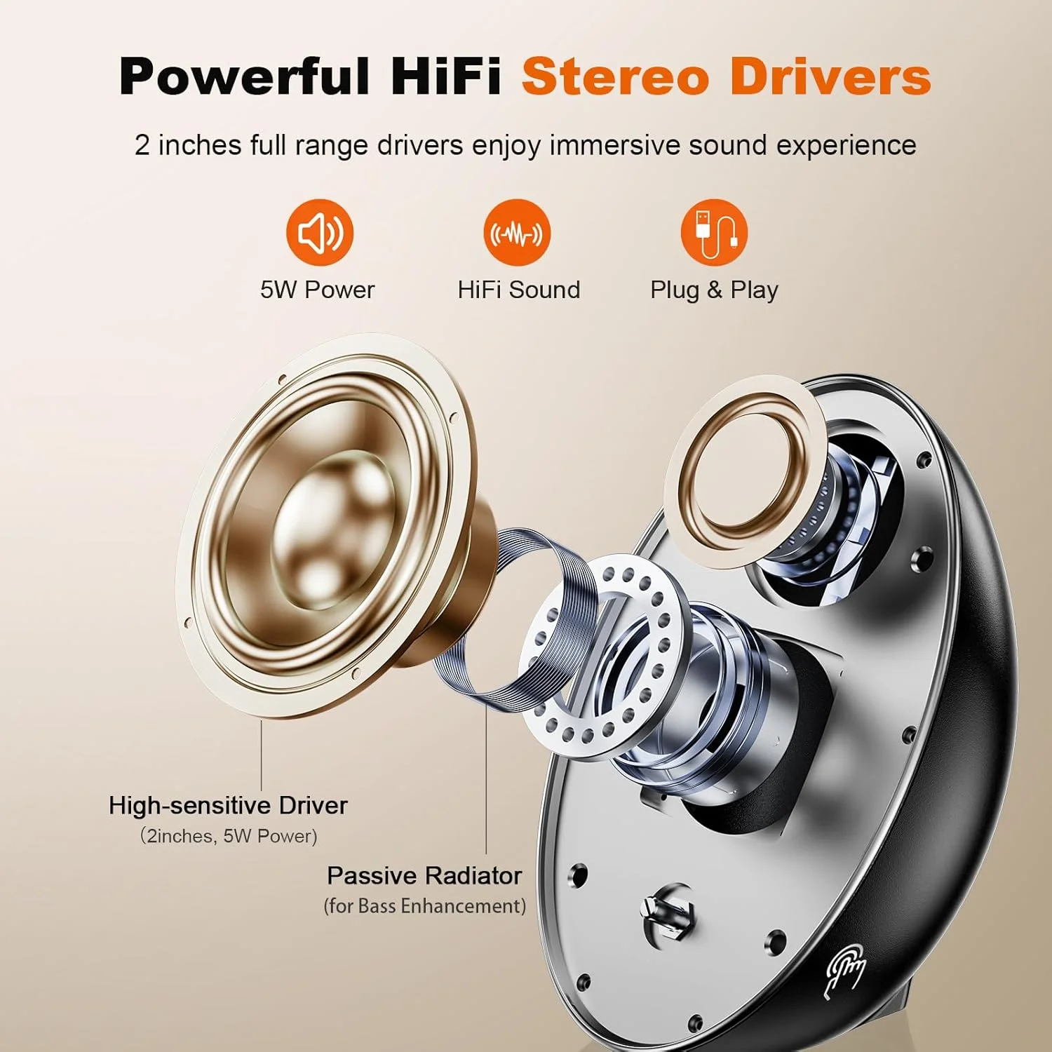 اسپیکر کامپیوتر BUSP-HYY برای کامپیوتر رومیزی - اسپیکرهای بلوتوث قابل حمل و اتصال آسان برای لپ تاپ - اسپیکرهای کامپیوتر USB خارجی با دکمه تنظیم صدا با دسترسی آسان/صدای شفاف برای ویندوز/macOS/ChromeOS/Linux