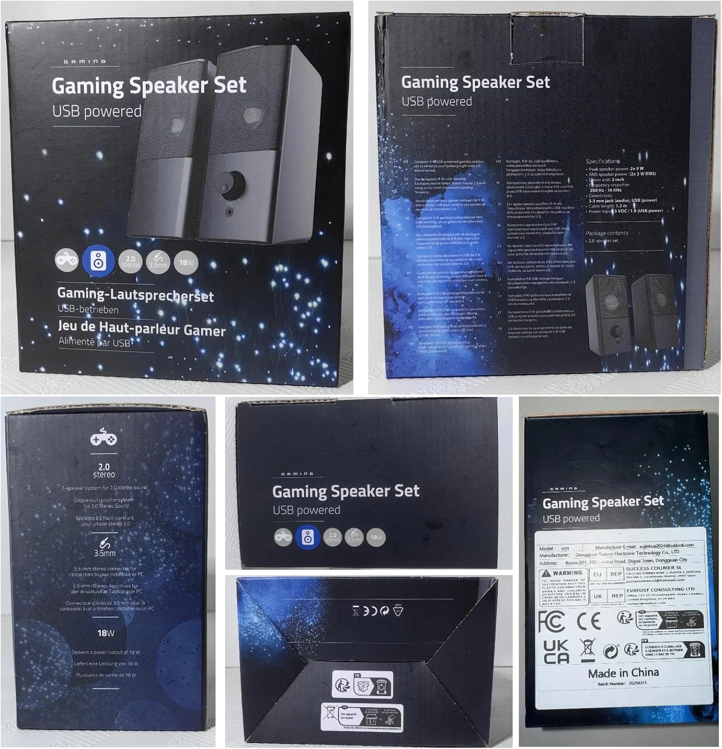 اسپیکر کامپیوتر کلاسیک Bingxue H21 برای کامپیوتر رومیزی، صدای استریو کامل، تغذیه از طریق USB، اسپیکر گیمینگ با خروجی چند رسانه ای 3.5 میلی متری Aux برای لپ تاپ/رومیزی/تبلت/تلفن هوشمند (مشکی)