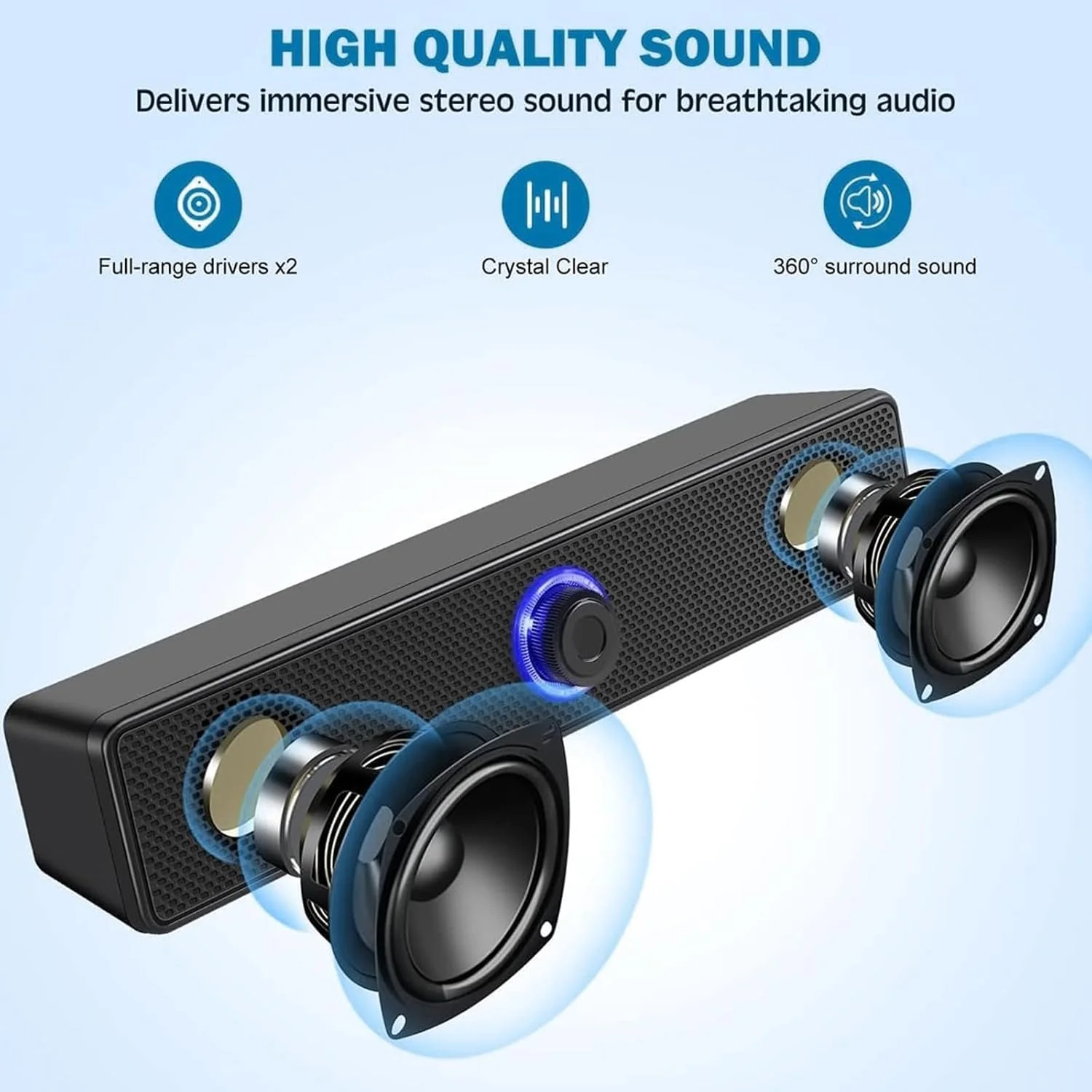 اسپیکر کامپیوتر BGFOX، اسپیکرهای استریو سیم دار رومیزی با تغذیه USB برای کامپیوترها، لپ تاپ ها و رایانه های شخصی