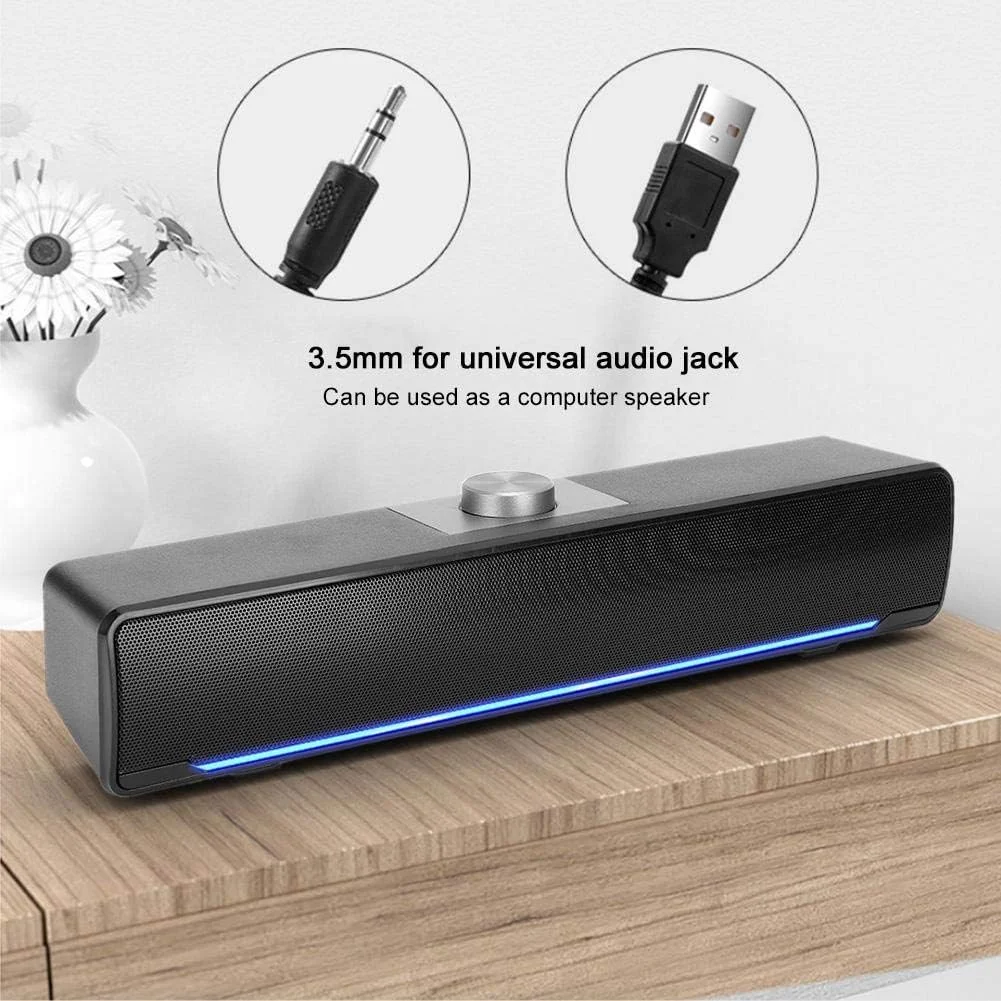 اسپیکر رومیزی قابل حمل Bewinner1، اسپیکر چند رسانه ای مینی 3 وات 2.0 کاناله، اسپیکر چند منظوره با فناوری باس، لوازم جانبی کامپیوتر، اسپیکر استریو جهانی کامپیوتر 3.5 میلی متری (مشکی)