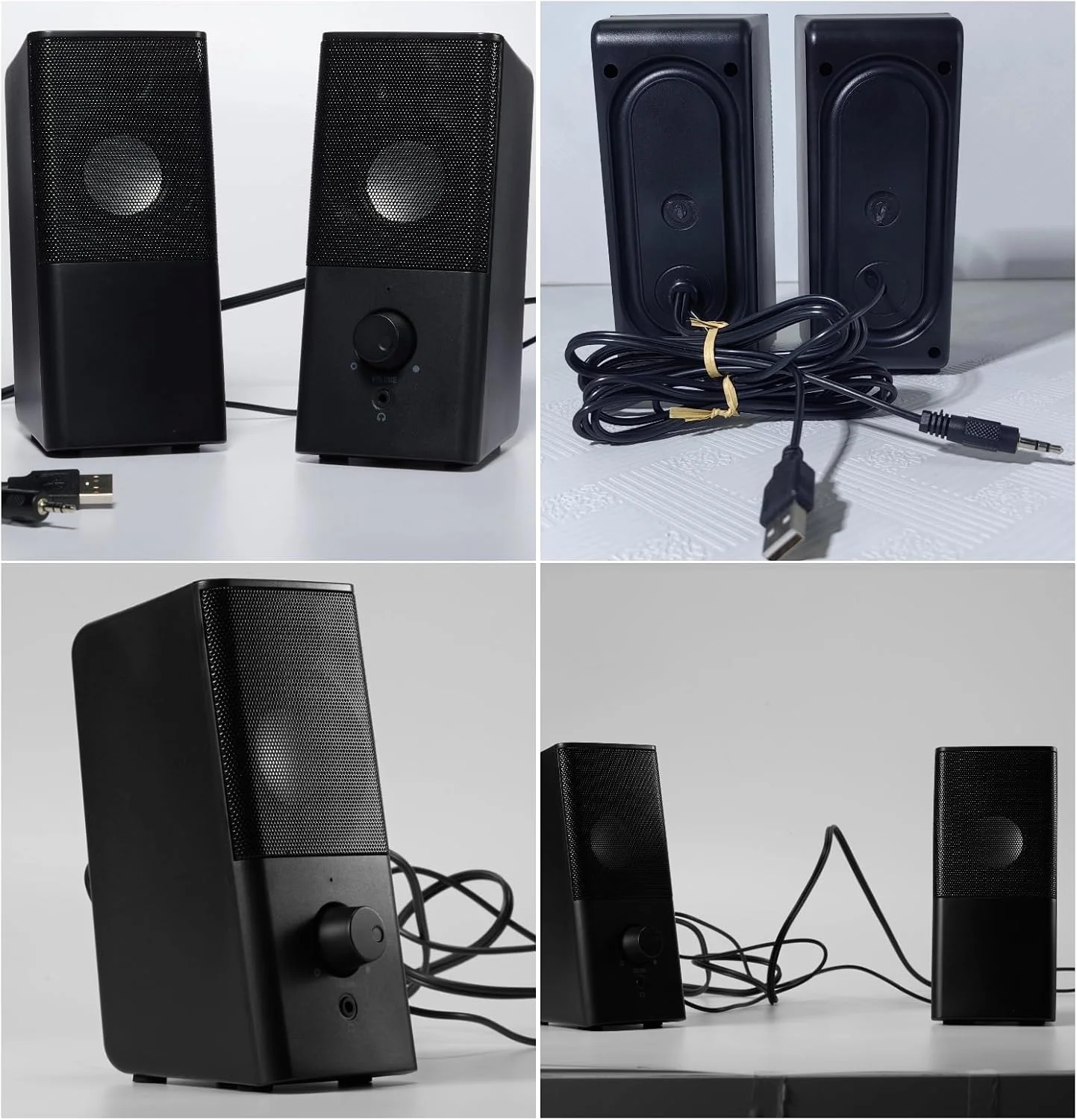 اسپیکر کامپیوتر کلاسیک Bingxue H21 برای کامپیوتر رومیزی، صدای استریو کامل، تغذیه از طریق USB، اسپیکر گیمینگ با خروجی چند رسانه ای 3.5 میلی متری Aux برای لپ تاپ/رومیزی/تبلت/تلفن هوشمند (مشکی)