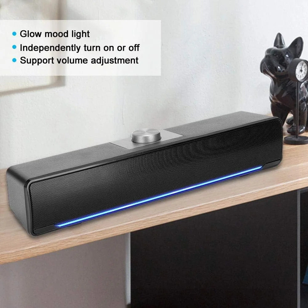 اسپیکر رومیزی قابل حمل Bewinner1، اسپیکر چند رسانه ای مینی 3 وات 2.0 کاناله، اسپیکر چند منظوره با فناوری باس، لوازم جانبی کامپیوتر، اسپیکر استریو جهانی کامپیوتر 3.5 میلی متری (مشکی)