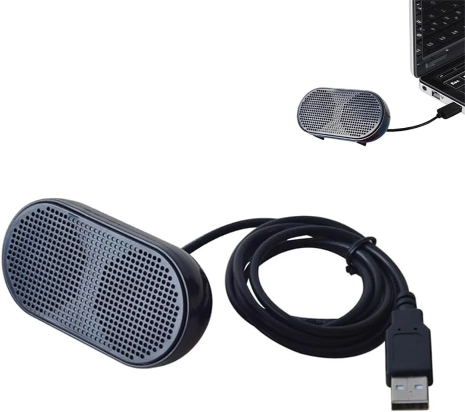 اسپیکر کامپیوتر Azonee، اسپیکر مینی USB برای کامپیوتر، اسپیکر استریو چند رسانه ای با تغذیه USB برای تبلت، لپ تاپ، کامپیوتر رومیزی (مشکی)