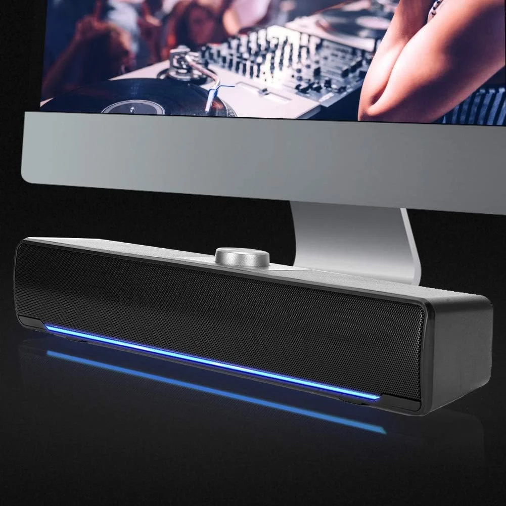 اسپیکر رومیزی قابل حمل Bewinner، اسپیکر چند رسانه ای مینی 3 وات 2.0 کاناله، اسپیکر چند منظوره با فناوری باس، لوازم جانبی کامپیوتر، اسپیکر استریو جهانی 3.5 میلی متری کامپیوتر (مشکی)