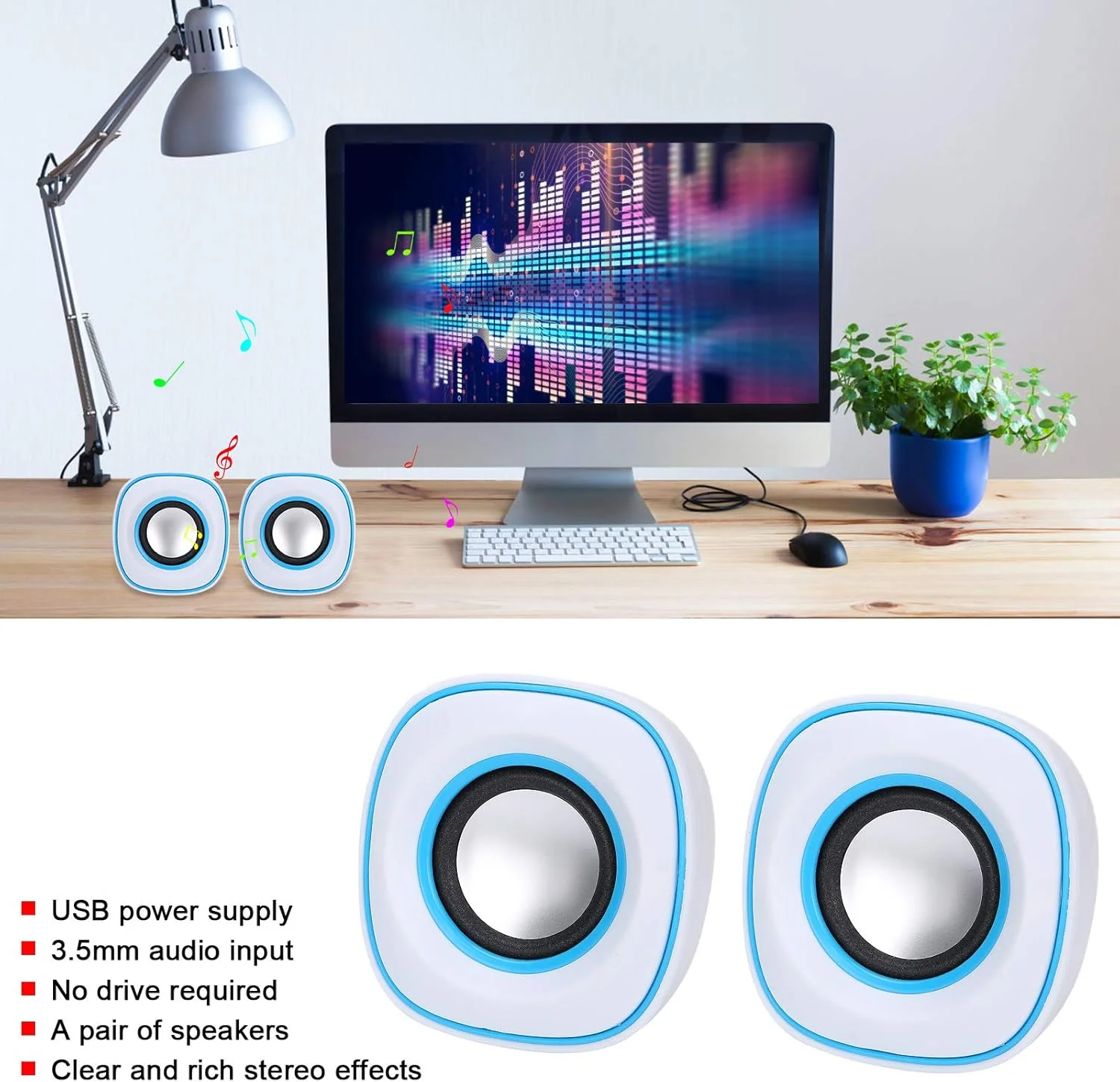 باند استریو کامپیوتر ضد مغناطیس، اسپیکر USB، مناسب برای گوشی های هوشمند، کامپیوترهای رومیزی، نوت بوک ها و لپ تاپ ها