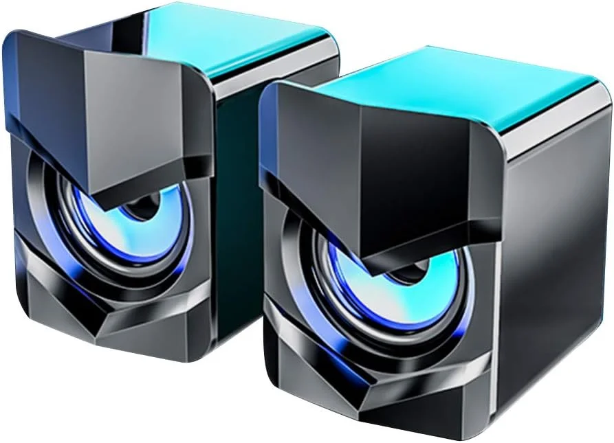 اسپیکر کامپیوتر رومیزی کوچک Ametoys مدل D-158 ساب ووفر سوپر باس 3.5 میلی متری سیمی پخش کننده موسیقی ساندباکس USB برای تلفن همراه لپ تاپ جهانی