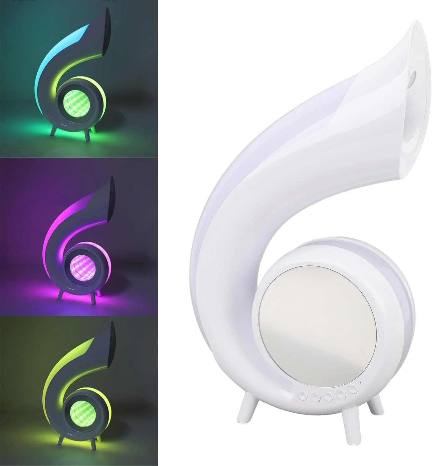 اسپیکر بلوتوث نور محیطی طرح صدف، اسپیکر هوشمند رومیزی با چراغ شب، چراغ RGB پویا برای دکوراسیون اتاق خواب منزل