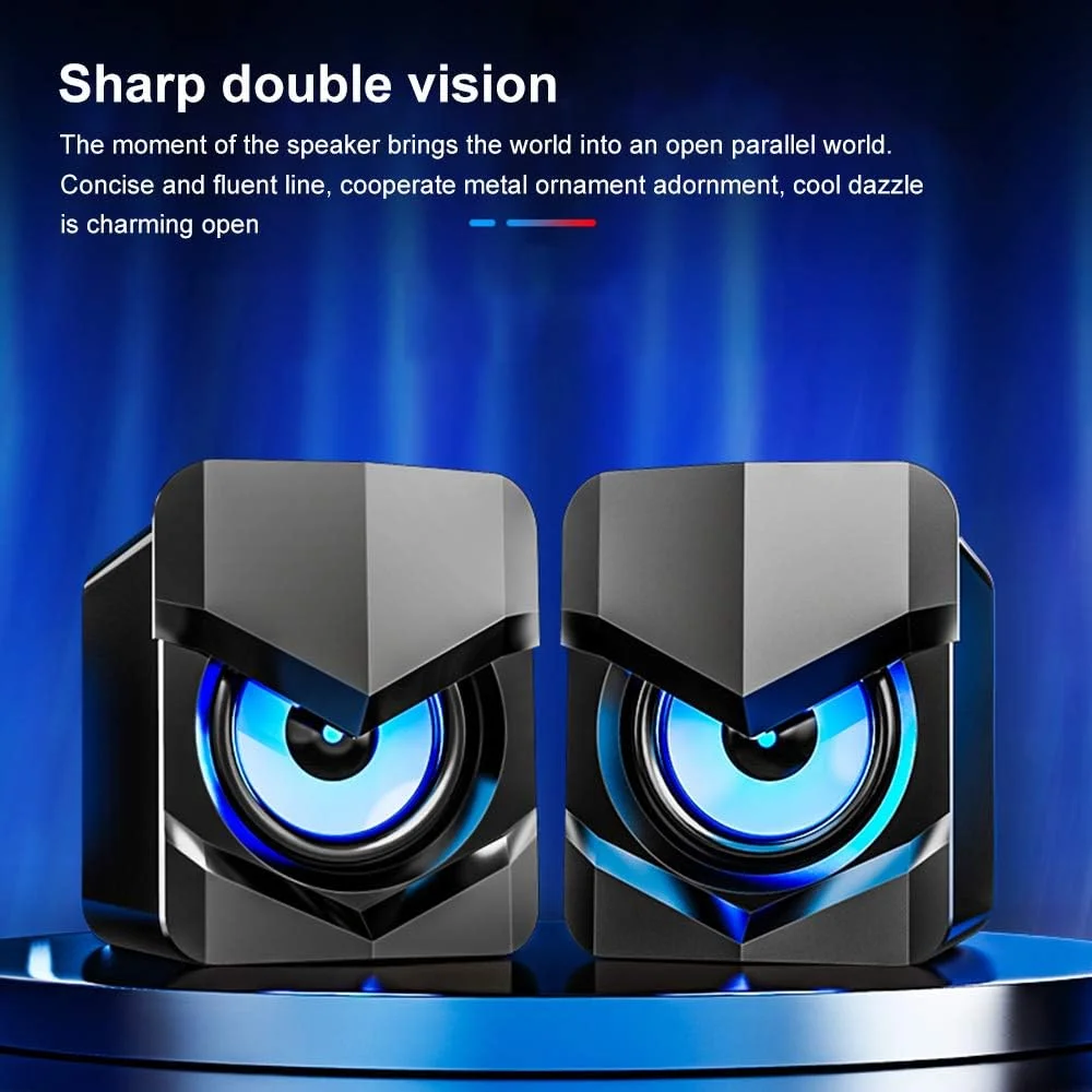 اسپیکر کامپیوتر رومیزی کوچک Ametoys مدل D-158 ساب ووفر سوپر باس 3.5 میلی متری سیمی پخش کننده موسیقی ساندباکس USB برای تلفن همراه لپ تاپ جهانی