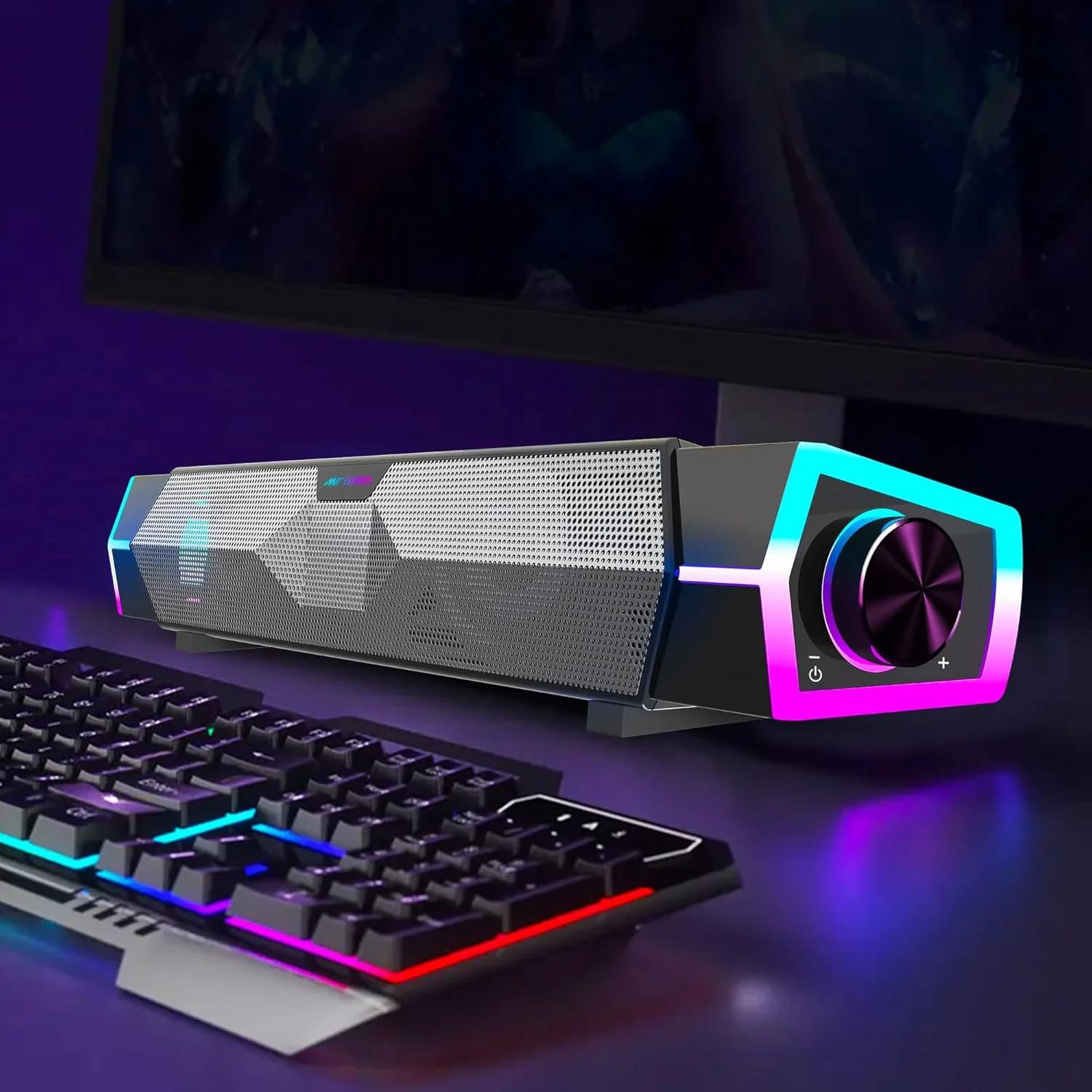 اسپیکر گیمینگ Ant Esports GS370SB برای مانیتور دسکتاپ، ساندبار RGB پویا با صدای استریو HiFi با تغذیه USB برای کامپیوتر، لپ تاپ، تبلت، تلفن های همراه