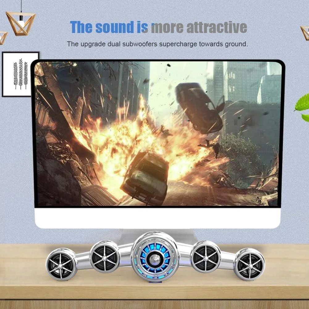 باند ساب ووفر چند رسانه ای مدل هواپیمای D-219، طراحی ارگونومیک برای کامپیوتر و موبایل (سفید)