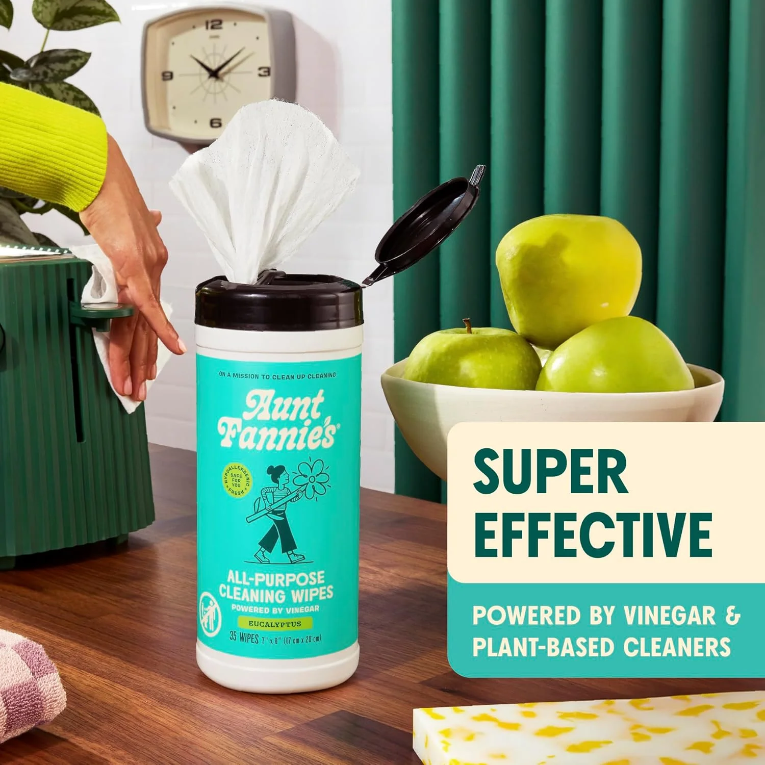 دستمال مرطوب سرکه پاک کننده طبیعی Aunt Fannie's، پاک کننده سطوح چند منظوره، رایحه اکالیپتوس، 35 عدد (بسته 1 عددی)، بسته بندی ممکن است متفاوت باشد دستمال مرطوب سرکه پاک کننده طبیعی Aunt Fannie's، پاک کننده سطوح چند منظوره، رایحه اکالیپتوس، 35 عدد (بسته 1 عددی)، بسته بندی ممکن است متفاوت باشد