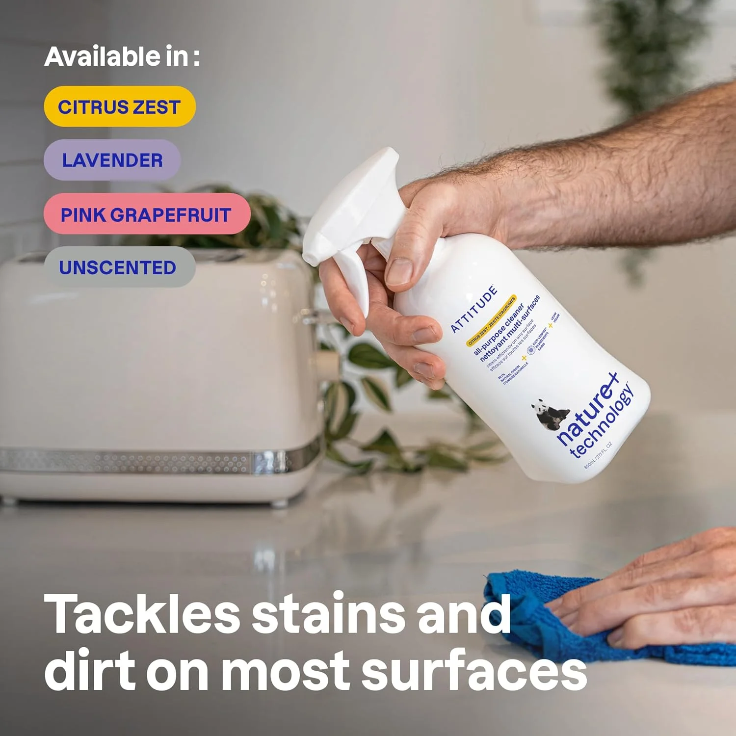 مایع پاک کننده چند منظوره ATTITUDE، رایحه اسطوخودوس، 800 میلی لیتر