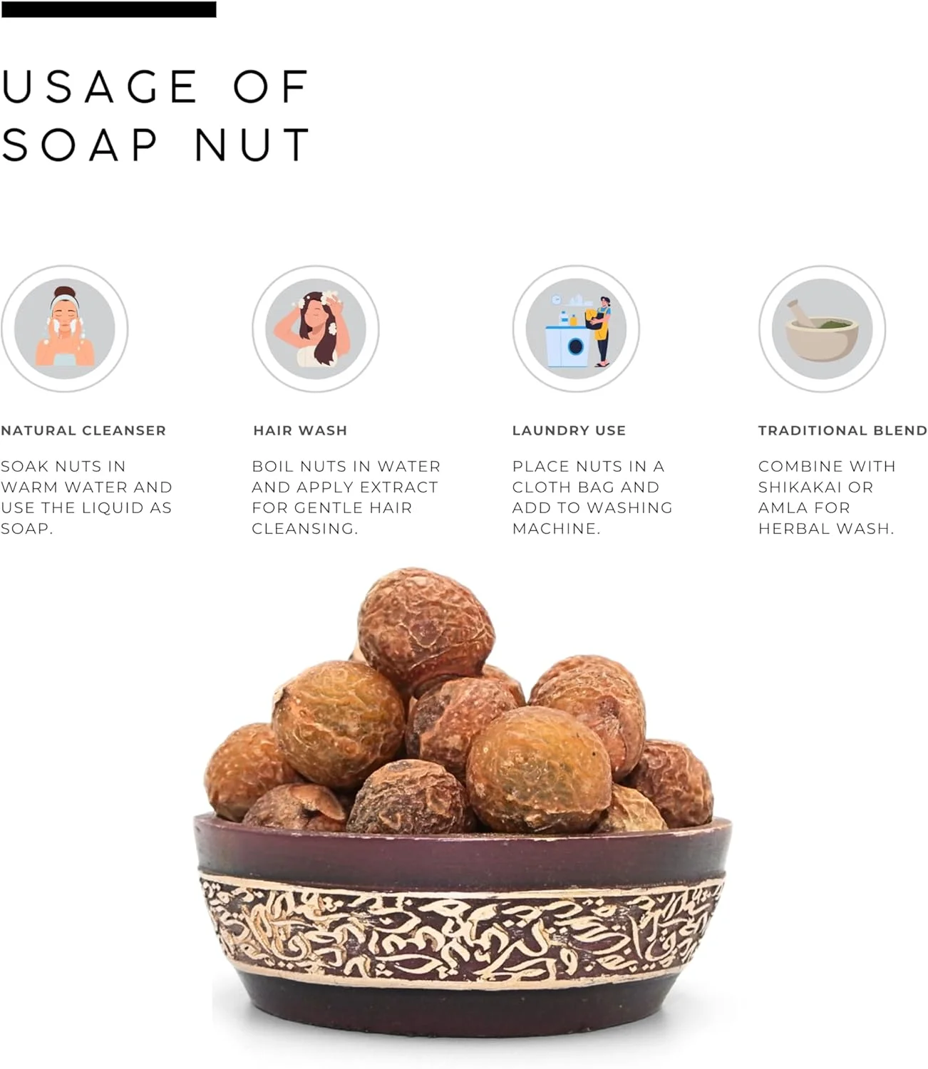 آوافی میل، فندق صابونی (ریتا/آریتا) | پاک کننده طبیعی گیاهی برای لباسشویی، شستشوی مو، ظرفشویی، تی کشیدن کف و تمیز کردن چند سطحی - 250 گرم | 9 اونس