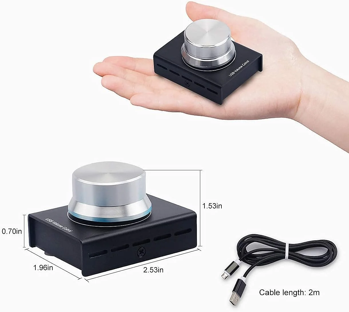 کنترل صدا USB آیموس، تنظیم کننده صدا بدون افت کیفیت، پشتیبانی از XP/MAC/Vista/Win7/8/10 Android و عملکرد قطع صدا - مشکی