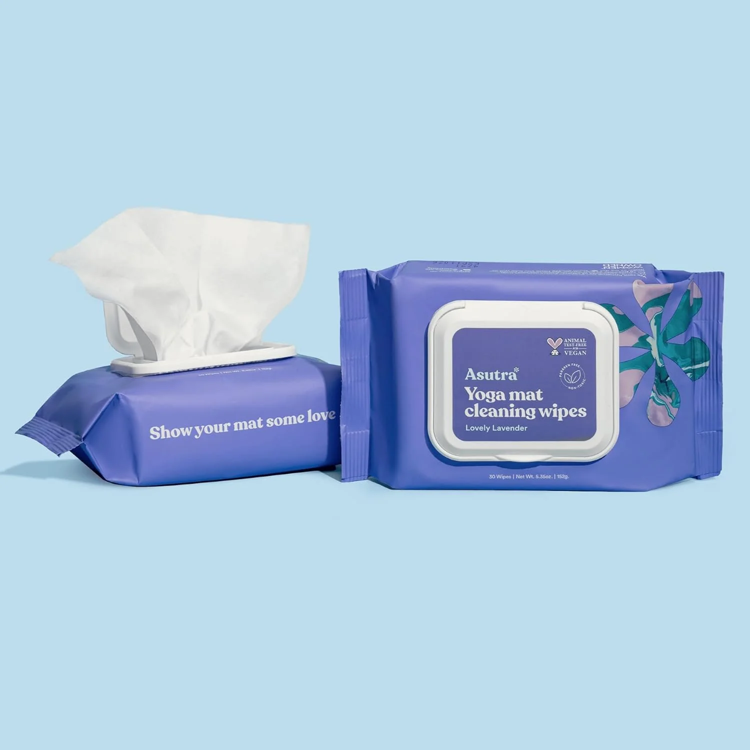 دستمال مرطوب پاک کننده مت یوگا آسوترا (اسطوخودوس دوست داشتنی)، 4 بسته (30 دستمال در هر بسته) - بدون باقی مانده لغزنده، پاک کننده عمیق برای تجهیزات ورزشی و وسایل باشگاه