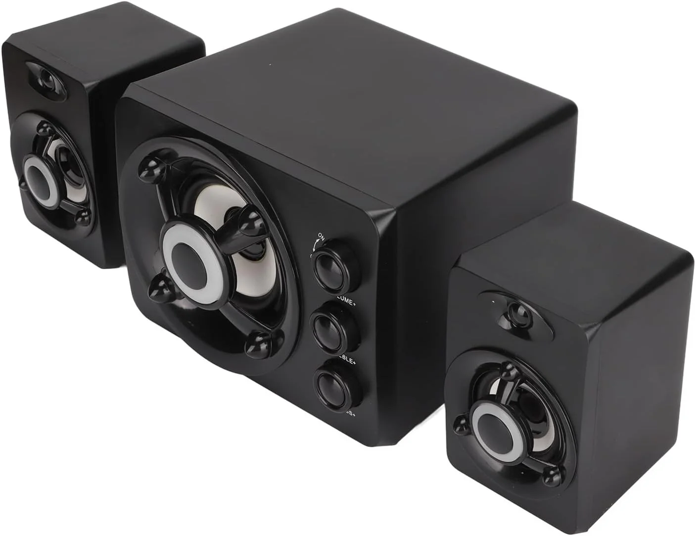 اسپیکر ساب ووفر رومیزی Jectse، اسپیکرهای استریو چند رسانه ای سیمی 3.5 میلی متری با نور RGB LED برای کامپیوتر لپ تاپ پورت USB DC 5V AUX (نسخه جدید مشکی)