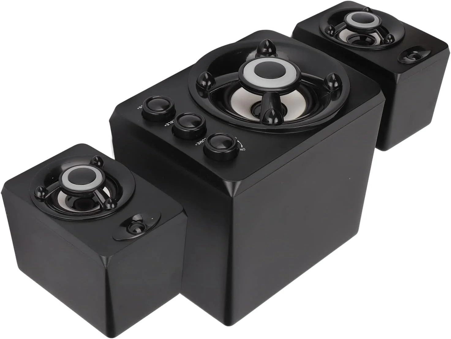 اسپیکر ساب ووفر رومیزی Jectse، اسپیکرهای استریو چند رسانه ای سیمی 3.5 میلی متری با نور RGB LED برای کامپیوتر لپ تاپ پورت USB DC 5V AUX (نسخه جدید مشکی)