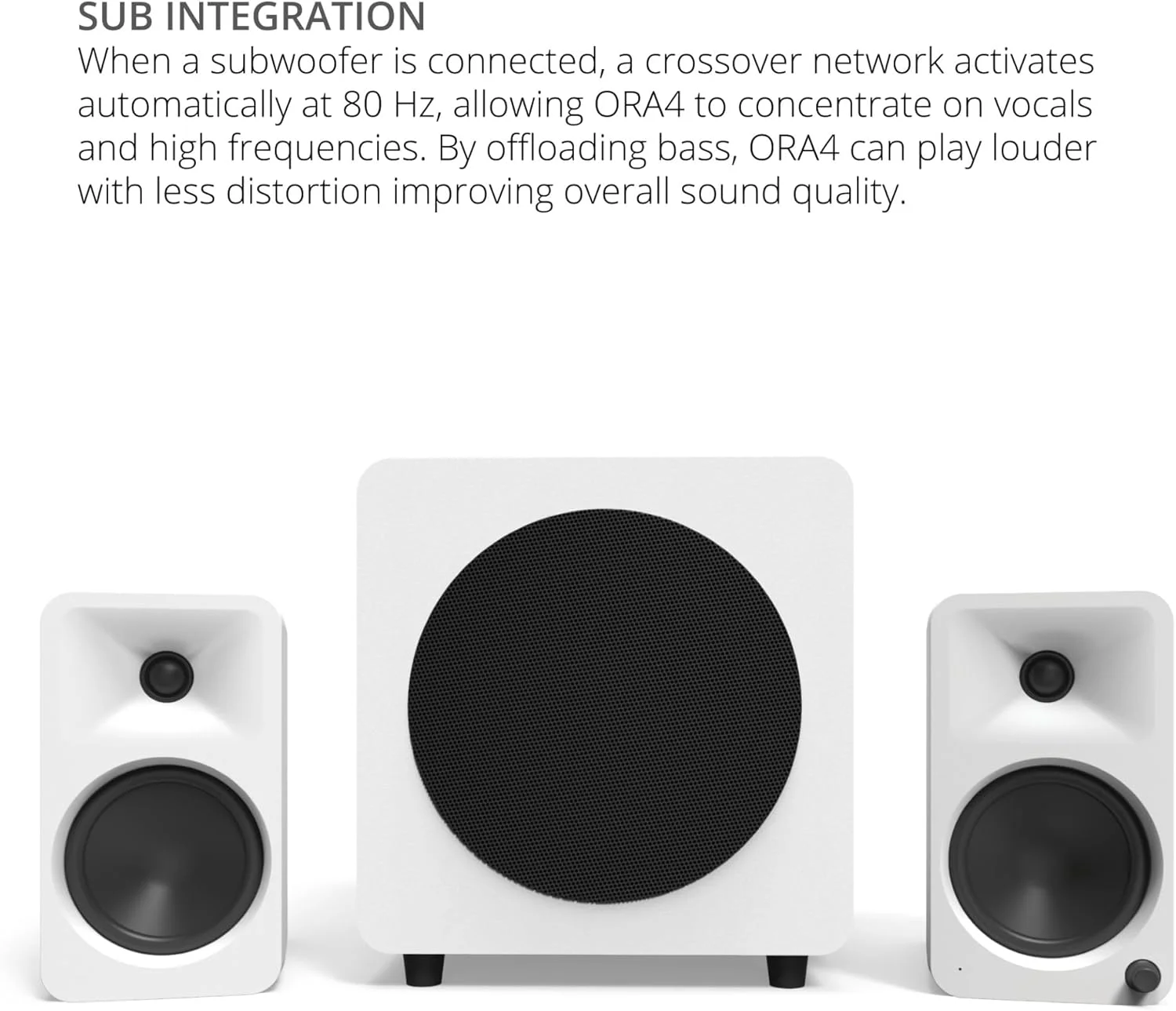 اسپیکرهای رفرنس 140 واتی Kanto ORA4 با بلوتوث 5.0 و ورودی USB-C | ووفر 4 اینچی | تقویت کننده دوگانه | صدای با کیفیت رفرنس | جفت | سفید