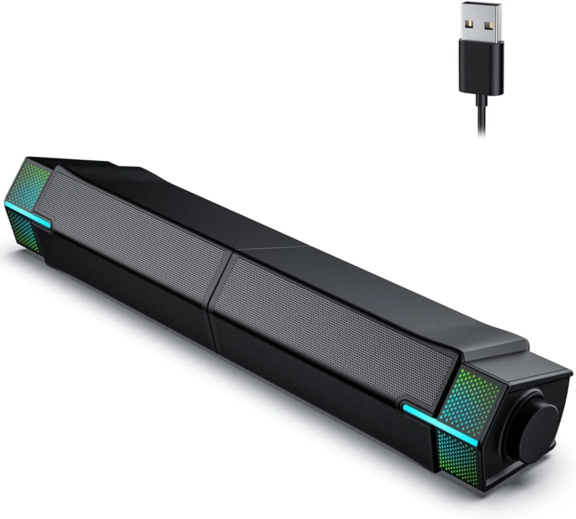 اسپیکرهای کامپیوتر بلوتوثی Jeecoo M20 برای مانیتور دسکتاپ کامپیوتر، ساندبار کامپیوتر گیمینگ - USB با سیم، صدای استریو عالی، با نورپردازی RGB گرادیانی - قابلیت ترکیب/جدا کردن برای سفارشی کردن میز شما اسپیکرهای کامپیوتر بلوتوثی Jeecoo M20 برای مانیتور دسکتاپ کامپیوتر، ساندبار کامپیوتر گیمینگ - USB با سیم، صدای استریو عالی، با نورپردازی RGB گرادیانی - قابلیت ترکیب/جدا کردن برای سفارشی کردن میز شما