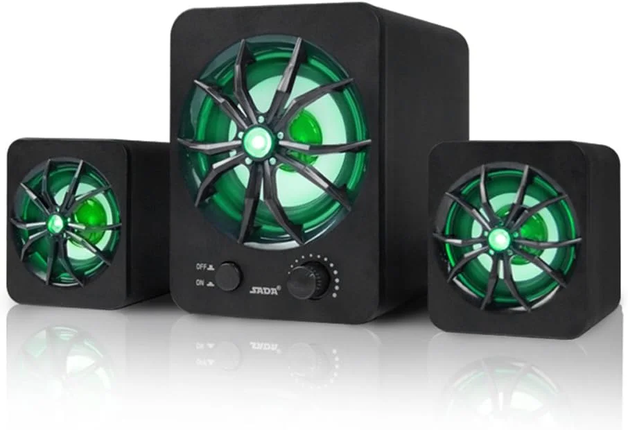 Labymos D-207 Computer Speaker USB Wired Combination Speaker Colorful LED Bass Stereo Music Player Subwoofer Speaker for Desktop Laptop Notebook Tablet PC Smart Phone