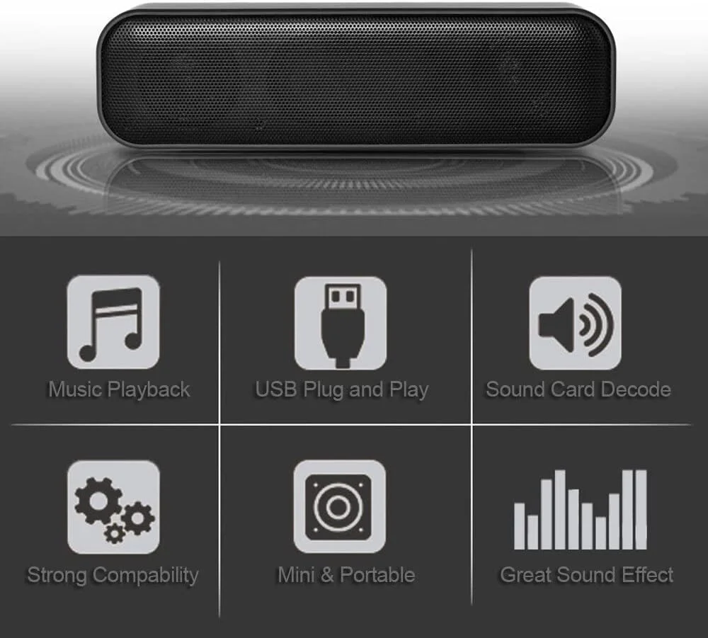 Labymos USB ed Soundbar Desktop Speaker Wired Computer Sound Box for TV Desktop Laptop Computer