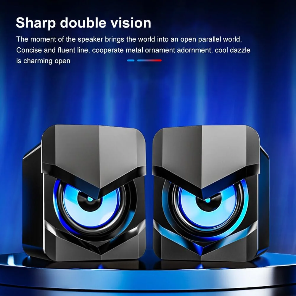 Labymos D-158 Mini Desktop Computer Speaker Super Bass Subwoofer 3.5mm Wired Music Player Soundbox USB ed Home Speakers Subwoofer for Cellphone Laptop Universal