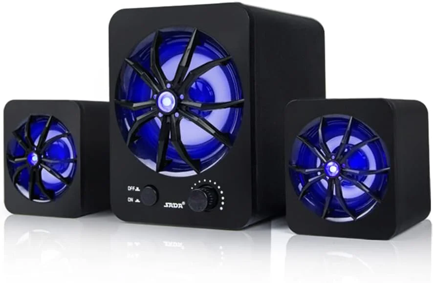 اسپیکر کامپیوتر Labymos D-207، اسپیکر ترکیبی سیم دار USB، پخش کننده موسیقی استریو با بیس LED، ساب ووفر برای کامپیوتر رومیزی، لپ تاپ، تبلت، تلفن هوشمند