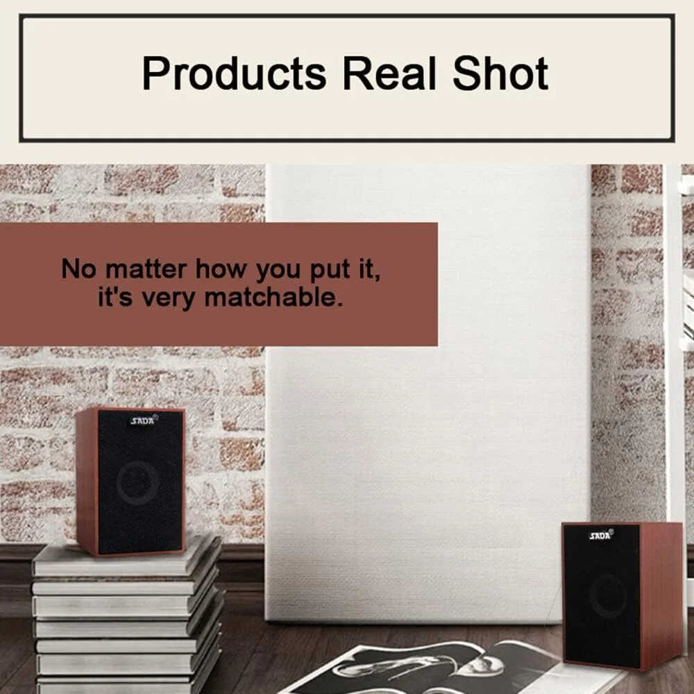 اسپیکر های چوبی سیم دار USB مدل Labymos V-160، اسپیکر های کامپیوتر، پخش کننده موسیقی استریو باس، ساب ووفر برای کامپیوتر رومیزی، لپ تاپ، تبلت، تلفن هوشمند