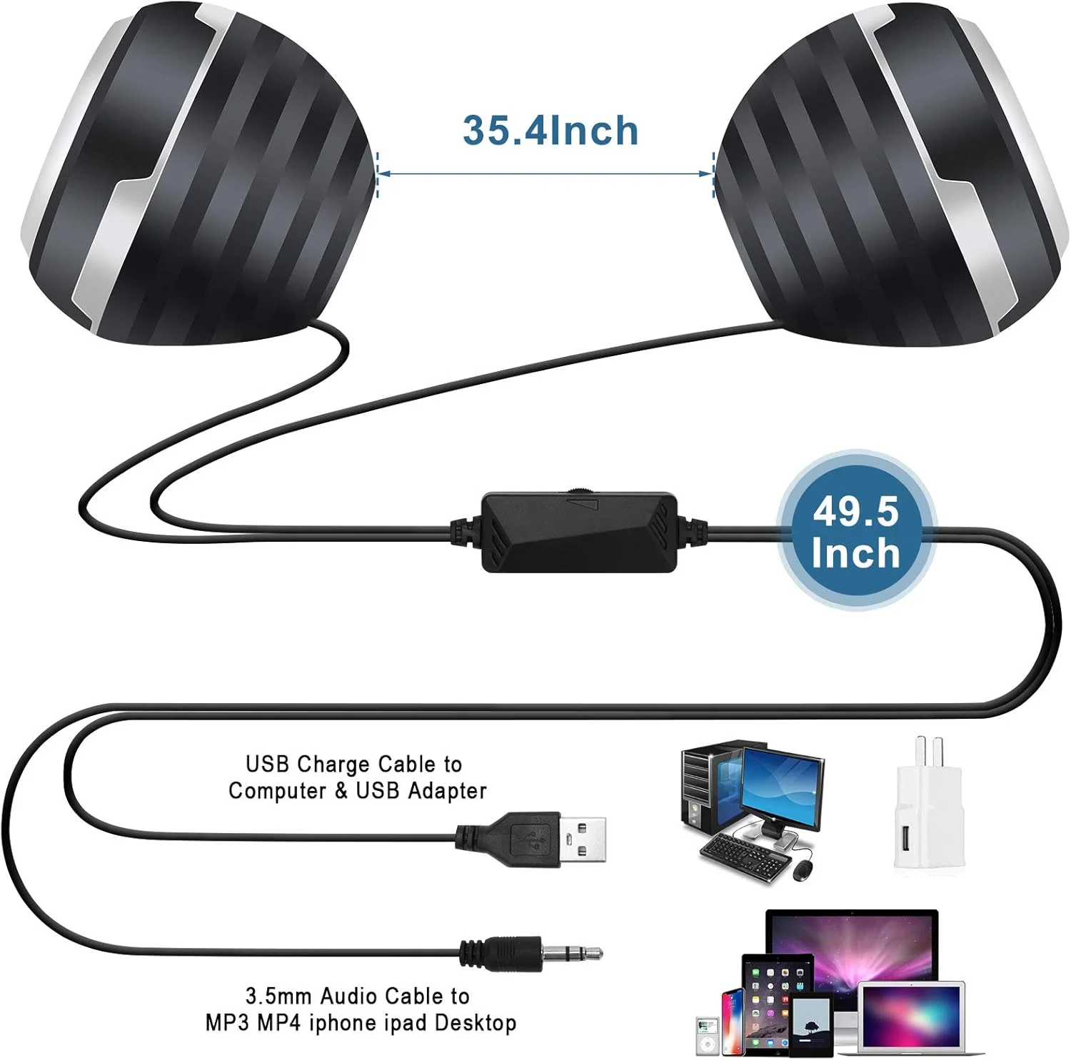 اسپیکر استریو کامپیوتر Zhaoyao، اسپیکر USB با صدای بلند و بیس تقویت شده، اسپیکر PC برای لپ تاپ، کامپیوتر رومیزی، تلفن های همراه و موارد دیگر