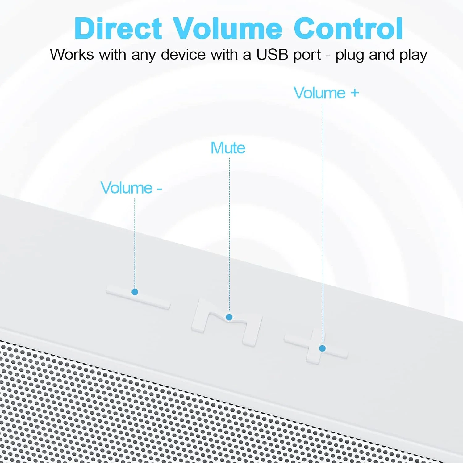اسپیکر کامپیوتر ZETIY، اسپیکر USB قابل حمل کامپیوتر، مینی ساندبار با صدای استریو فراگیر سه بعدی برای نوت بوک، کامپیوتر، لپ تاپ، دسکتاپ - Plug and Play (سفید)