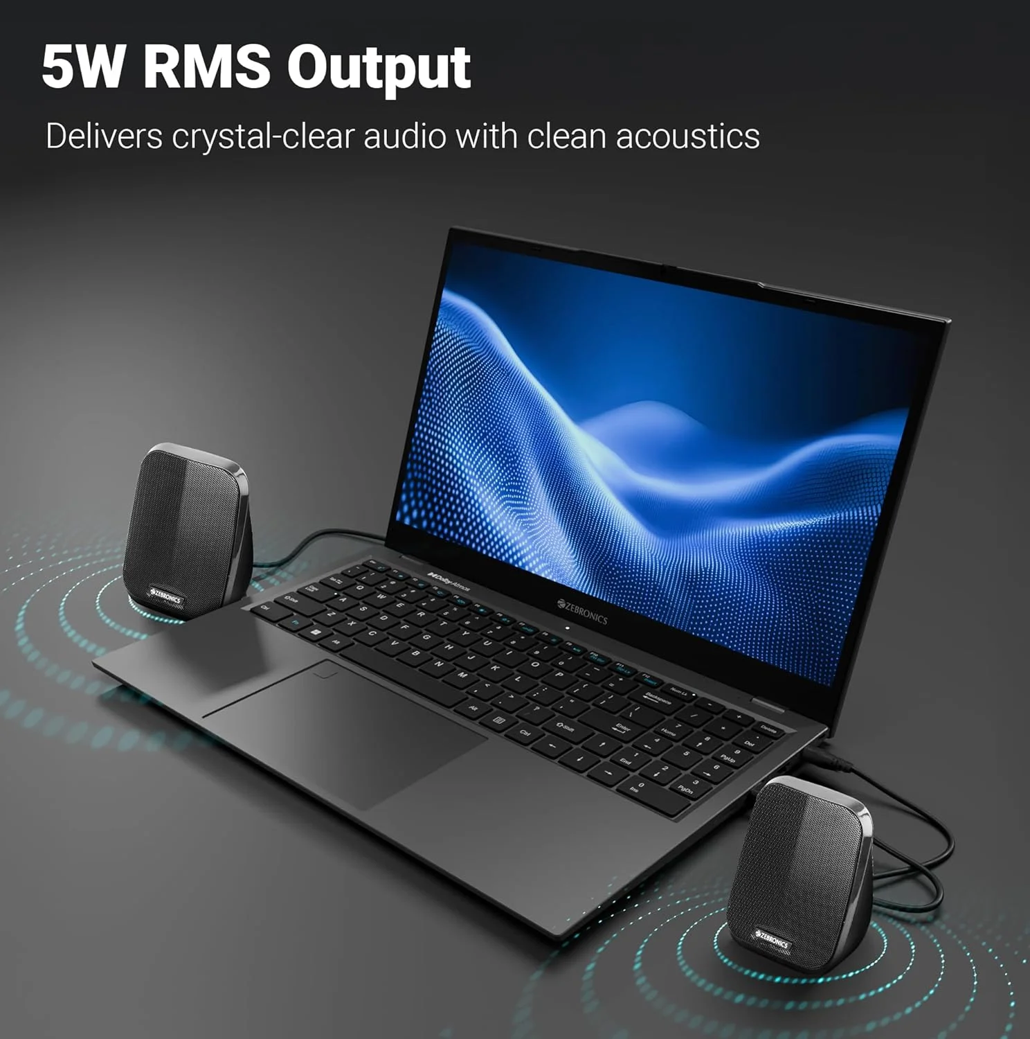 اسپیکر چند رسانه ای 2.0 زبرونیکس مدل Zeb-Fame با توان 5 وات، دارای AUX، USB و کنترل صدا (مشکی)