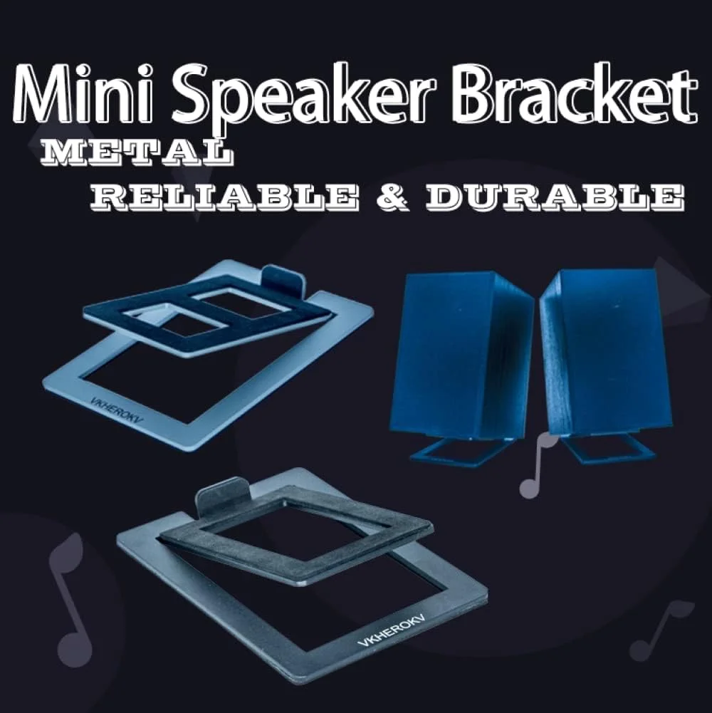 پایه رومیزی بلندگو VKheroKV C-1 برای بلندگوهای کوچک، پایه های فولادی رومیزی شیب دار برای بلندگوهای کامپیوتر (جفت)، طول 15.2 x عرض 11.4 x ارتفاع 3.8 سانتی متر (خاکستری)