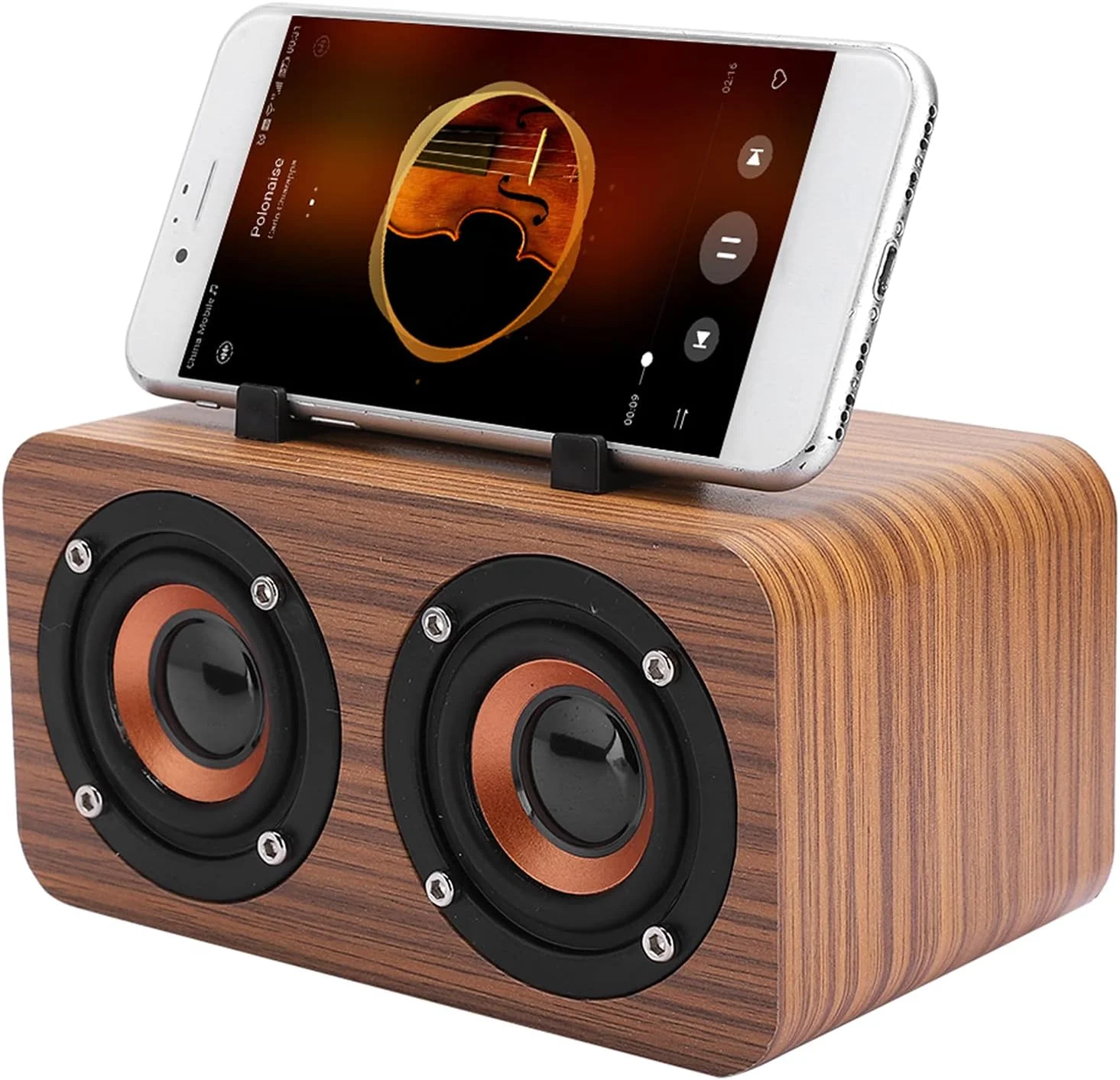 اسپیکر چوبی، پخش کننده موسیقی، اسپیکر رومیزی، برای کامپیوتر، برای رایانه شخصی، برای تلفن همراه، (طرح چوب زمین)