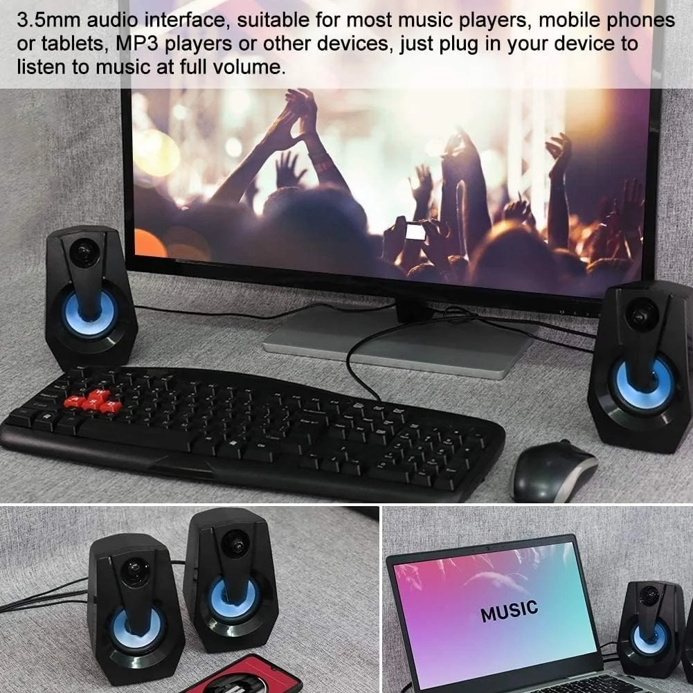 اسپیکرهای کامپیوتر UOOD، اسپیکرهای استریو چند رسانه ای رومیزی، اسپیکرهای گیمینگ، اسپیکرهای 2.0 کاناله برای کامپیوتر/لپ تاپ/تبلت/دستگاه بازی