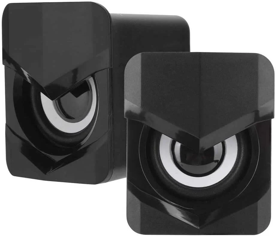 اسپیکرهای کامپیوتر سیم دار LED یوود، مینی USB با نورپردازی 2.1، اسپیکر استریو فراگیر ساب ووفر رومیزی برای کامپیوتر