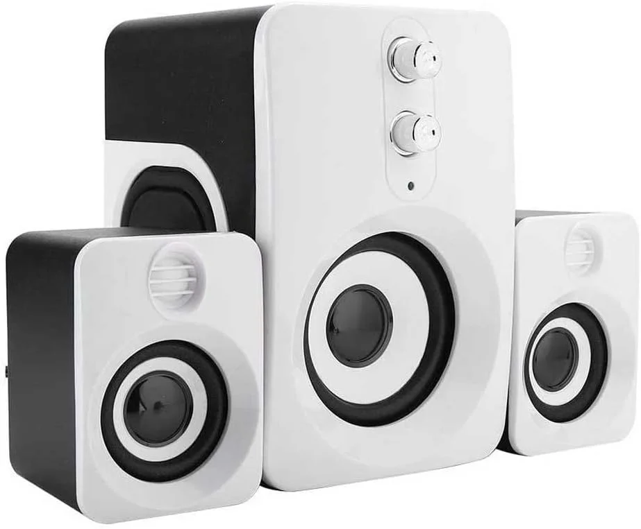 اسپیکر کامپیوتر UOOD، اسپیکر ساب ووفر مینی USB چند رسانه ای با صدای استریو فراگیر 360 درجه، اسپیکر PC برای بازی های دسکتاپ/لپ تاپ، میکروفون داخلی