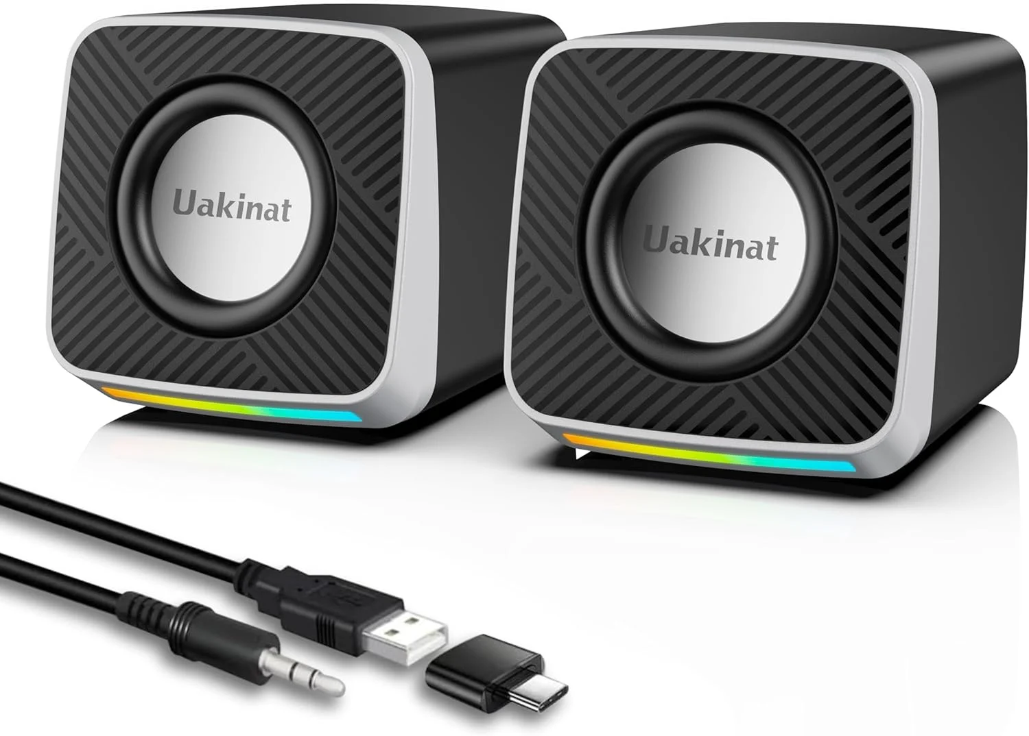 اسپیکر کامپیوتر فیبر کربنی Uakinat 2 اینچی – 3 وات برای کامپیوتر رومیزی یا لپ تاپ، تغذیه از طریق USB C/USB، صدای شفاف، بیس غنی، صدای بلند، کنترل مستقیم، Plug-N-Play، مشکی-نقره ای اسپیکر کامپیوتر فیبر کربنی Uakinat 2 اینچی – 3 وات برای کامپیوتر رومیزی یا لپ تاپ، تغذیه از طریق USB C/USB، صدای شفاف، بیس غنی، صدای بلند، کنترل مستقیم، Plug-N-Play، مشکی-نقره ای