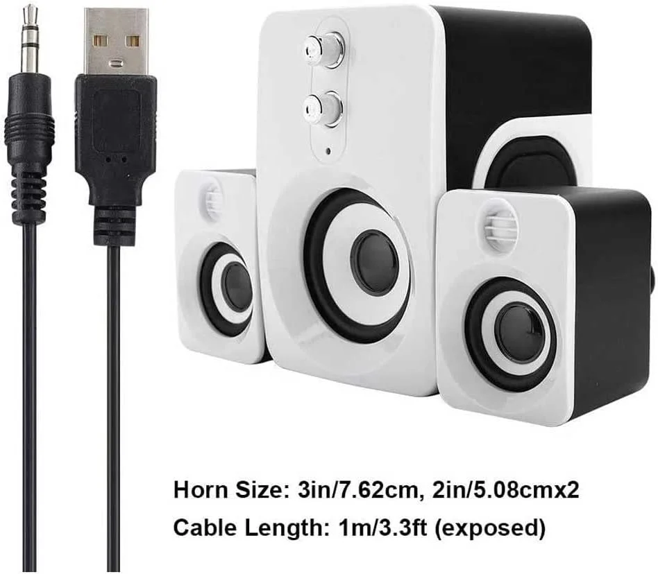 اسپیکر کامپیوتر UOOD، اسپیکر ساب ووفر مینی USB چند رسانه ای با صدای استریو فراگیر 360 درجه، اسپیکر PC برای بازی های دسکتاپ/لپ تاپ، میکروفون داخلی