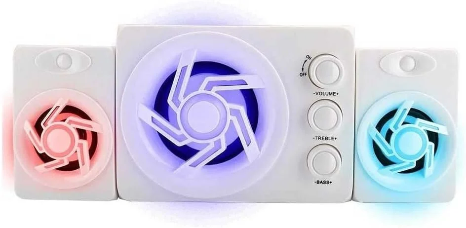 اسپیکرهای کامپیوتر UOOD، اسپیکرهای رومیزی با 7 حالت LED رنگارنگ برای کامپیوتر، لپ تاپ، مانیتور، بهینه سازی صدای DSP، میکروفون داخلی اسپیکرهای کامپیوتر UOOD، اسپیکرهای رومیزی با 7 حالت LED رنگارنگ برای کامپیوتر، لپ تاپ، مانیتور، بهینه سازی صدای DSP، میکروفون داخلی