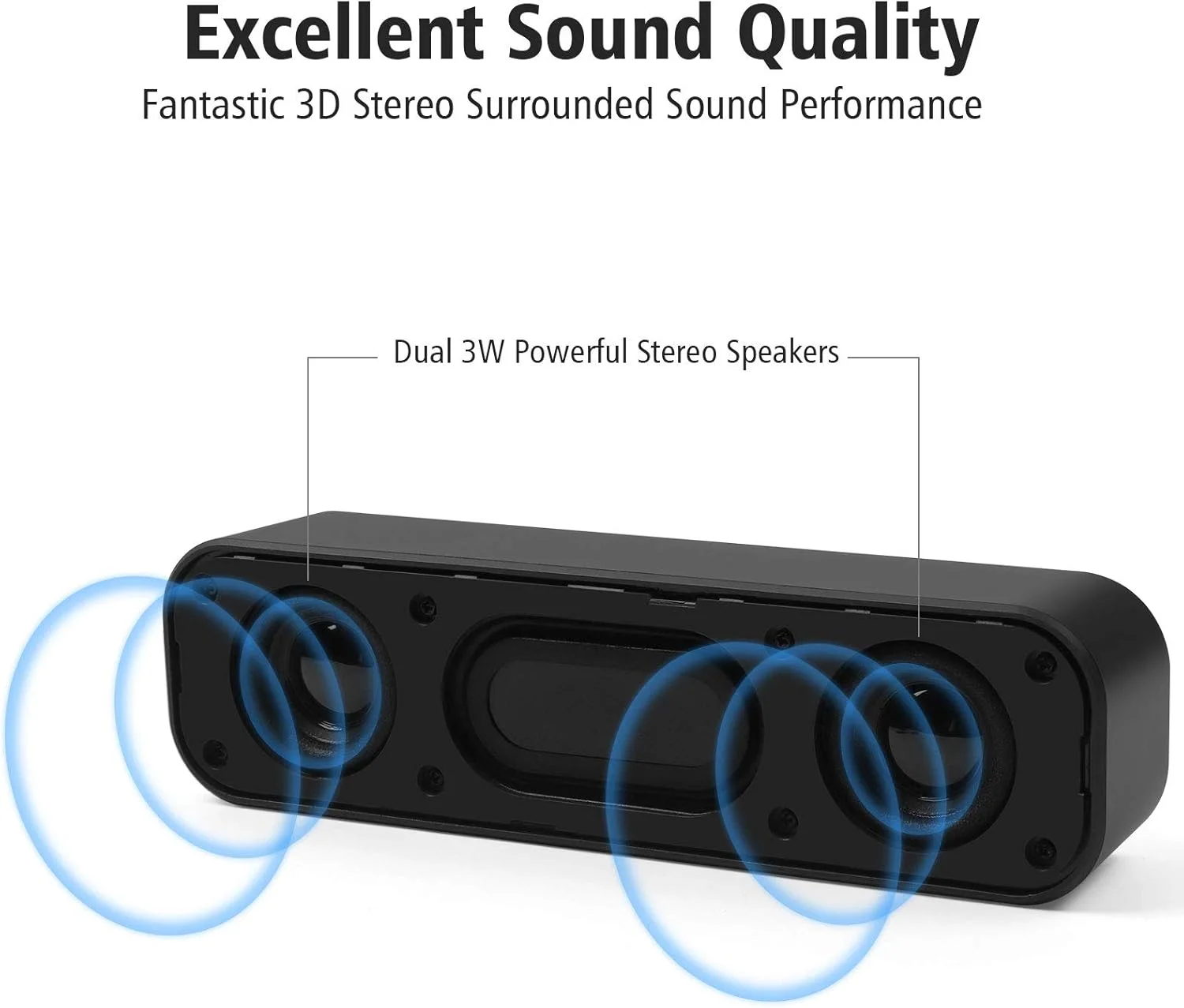 اسپیکر کامپیوتر USB Umitive، مینی ساندبار قابل حمل با صدای استریو فراگیر سه بعدی، سازگاری گسترده، اتصال آسان، طراحی ضد لغزش، اسپیکرهای لپ تاپ با تغذیه USB برای لپ تاپ و کامپیوتر رومیزی، مناسب برای صندوق فروشگاه