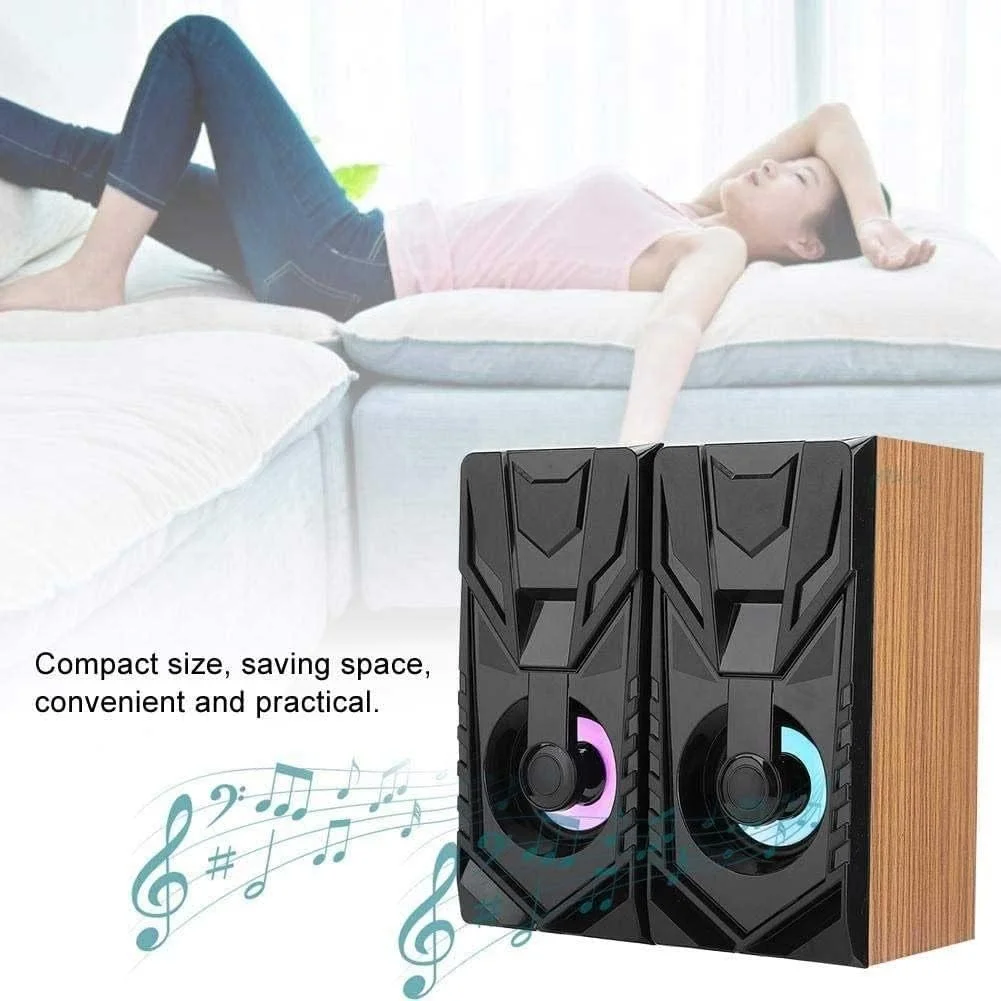 اسپیکر کامپیوتر UOOD با نورپردازی تنفسی، اسپیکرهای چند رسانه ای 2.0 برای استریو گیمینگ دسکتاپ/لپ تاپ و پخش بی سیم