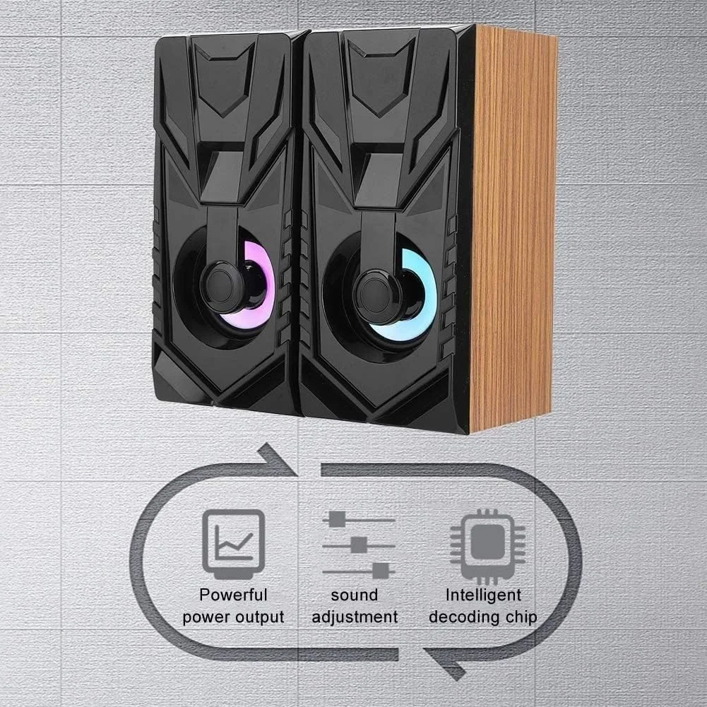 اسپیکر کامپیوتر UOOD با نورپردازی تنفسی، اسپیکرهای چند رسانه ای 2.0 برای استریو گیمینگ دسکتاپ/لپ تاپ و پخش بی سیم