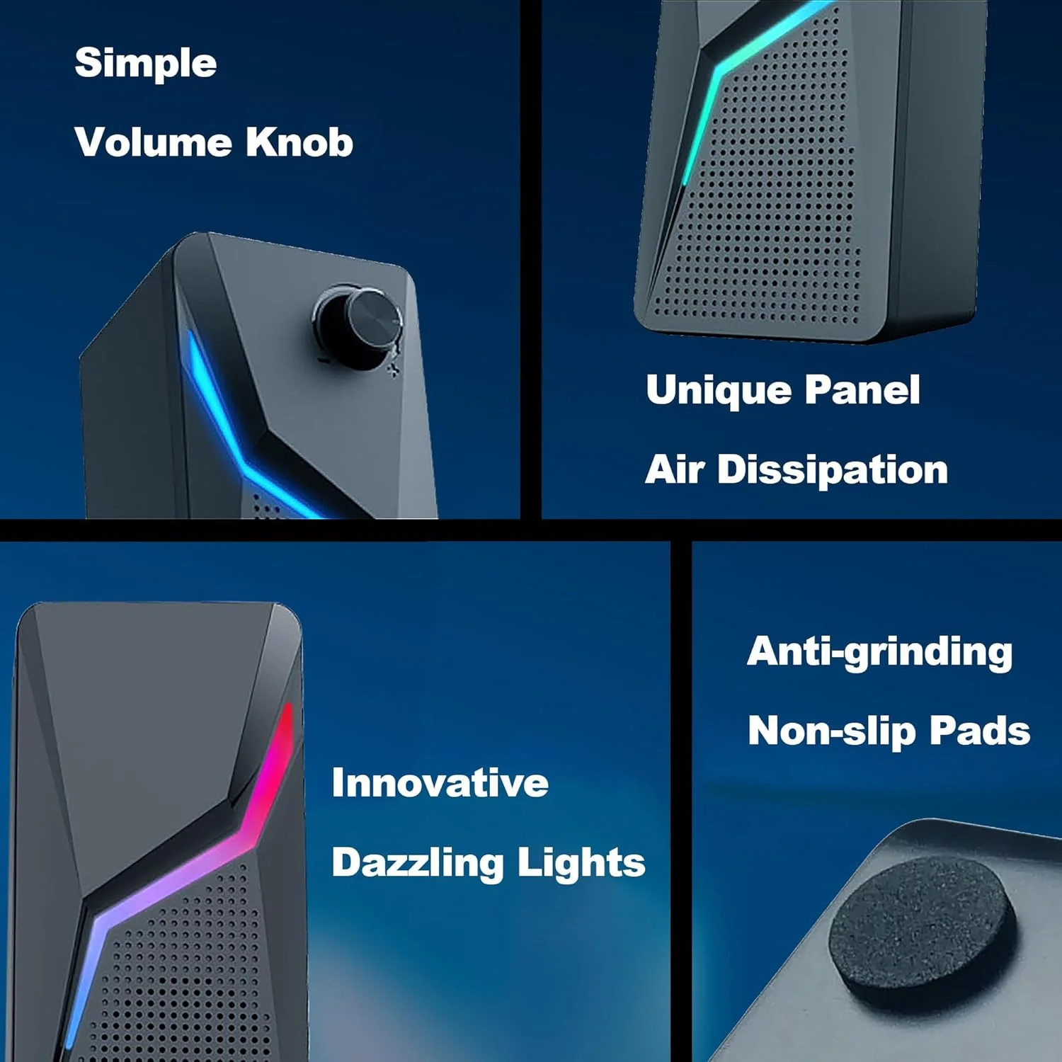 اسپیکر کامپیوتر TERRIFI، اسپیکرهای گیمینگ کامپیوتر با بیس تقویت شده و کنترل صدا، استریو 2.0 USB با توان 3.5 میلی متری Aux، اسپیکرهای چند رسانه ای برای لپ تاپ، دسکتاپ، تبلت و تلفن